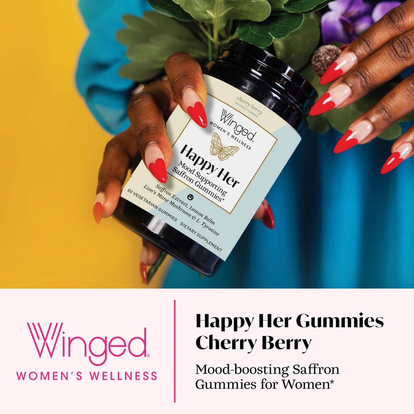 Winged Happy Her Daily Mood Support Gummies for Women, 60 Gummies