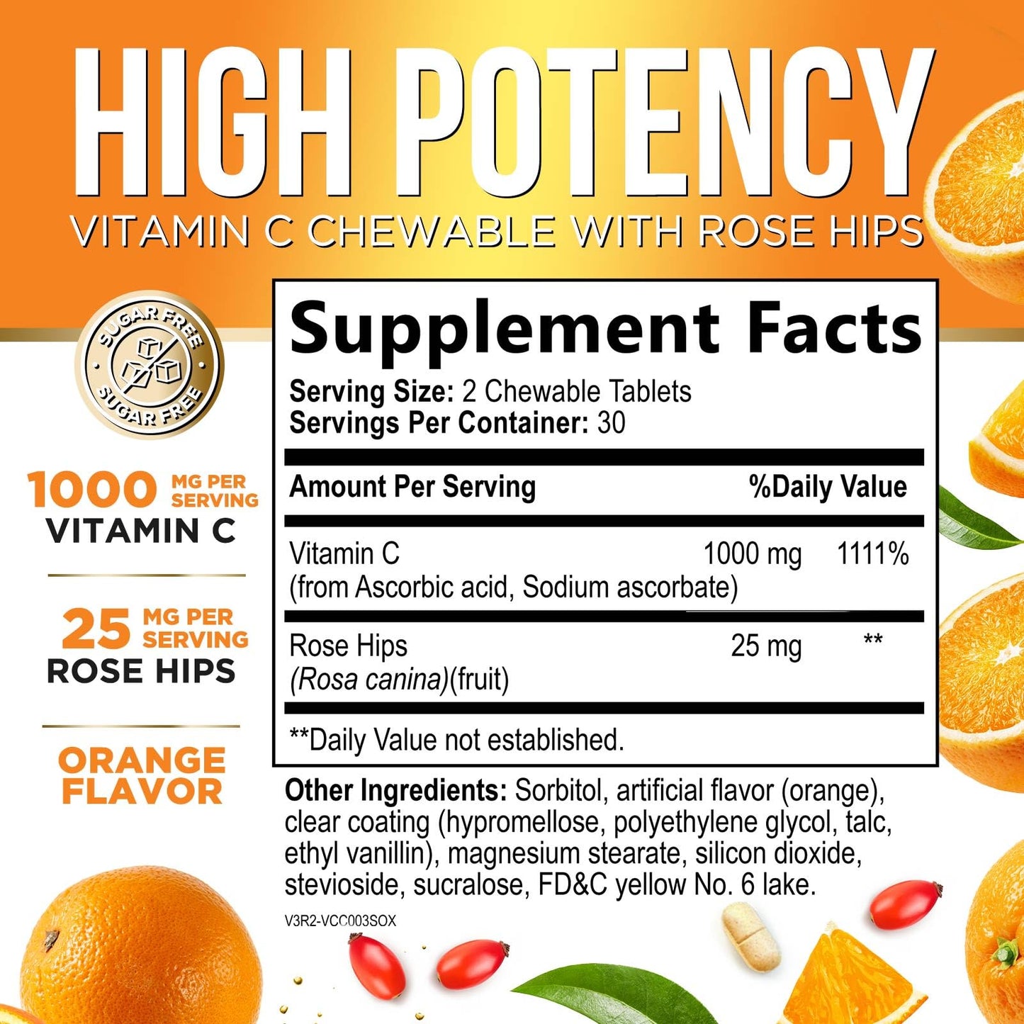 Nature's Peak Vitamin C 1000mg - Extra Strength Immune Support with Rose Hips - 60 Tablets