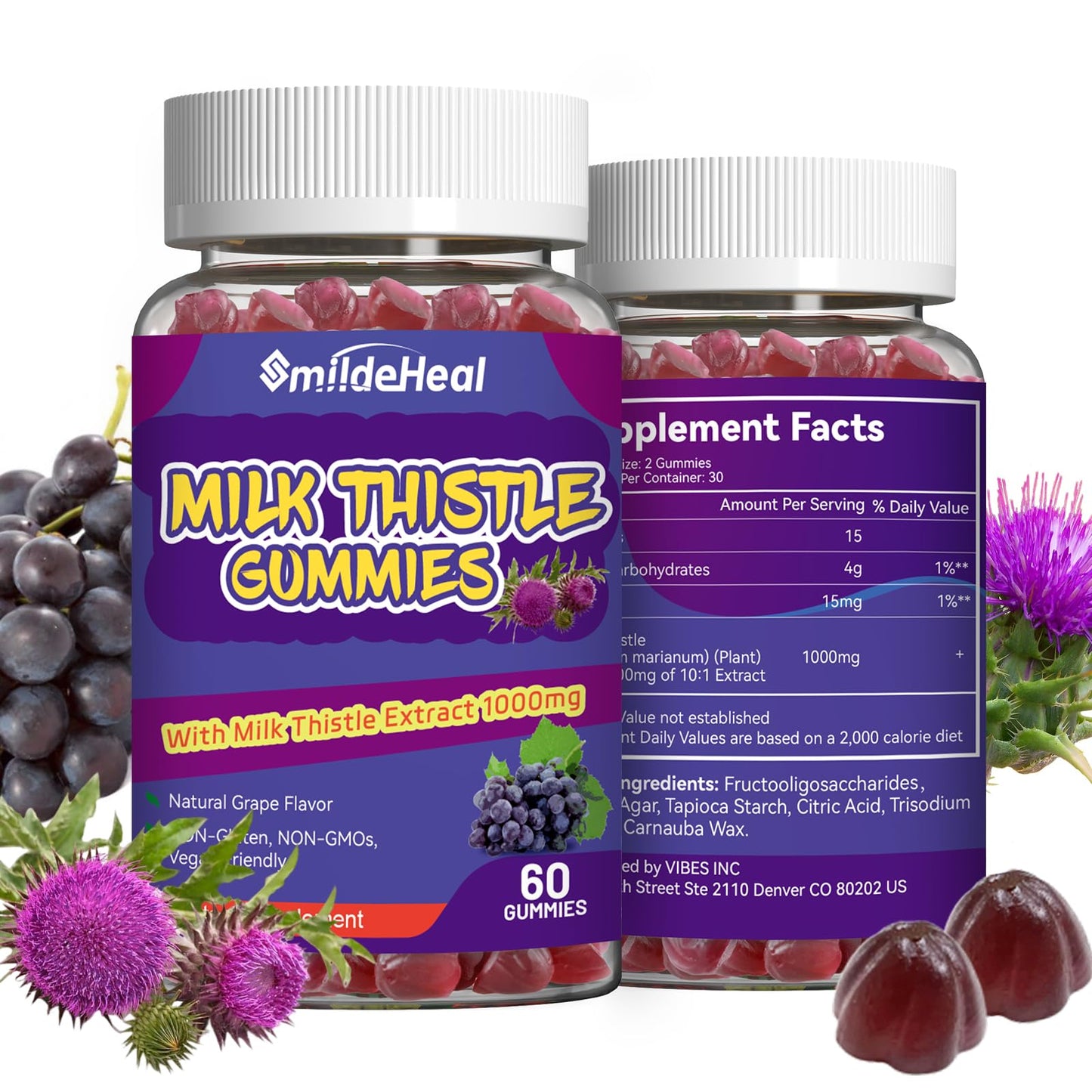 SmildeHeal Milk Thistle Gummies 120 Count