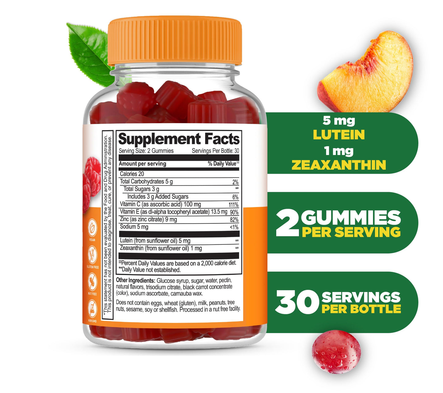 Lifeable Lutein and Zeaxanthin Gummies 60 Count
