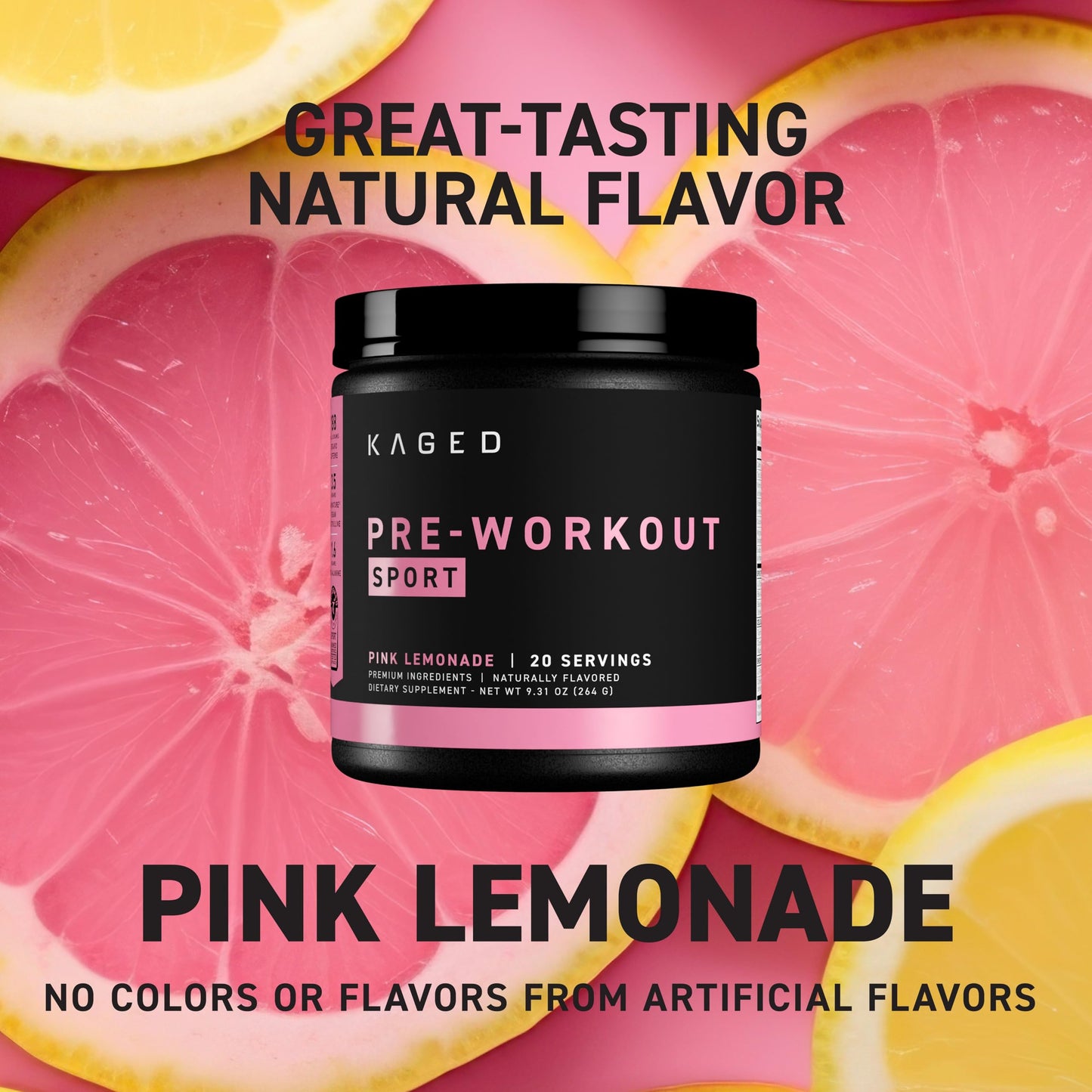 Kaged Sport Pre Workout Powder for Men & Women, Pink Lemonade, 11 oz