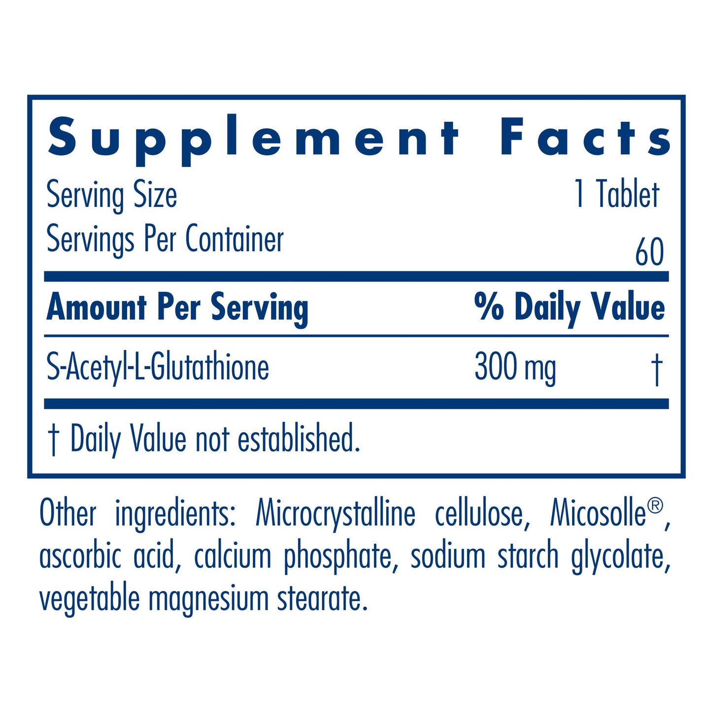Allergy Research Group Acetyl-Glutathione S-Acetyl-L-Glutathione 300 mg, 60 Tablets