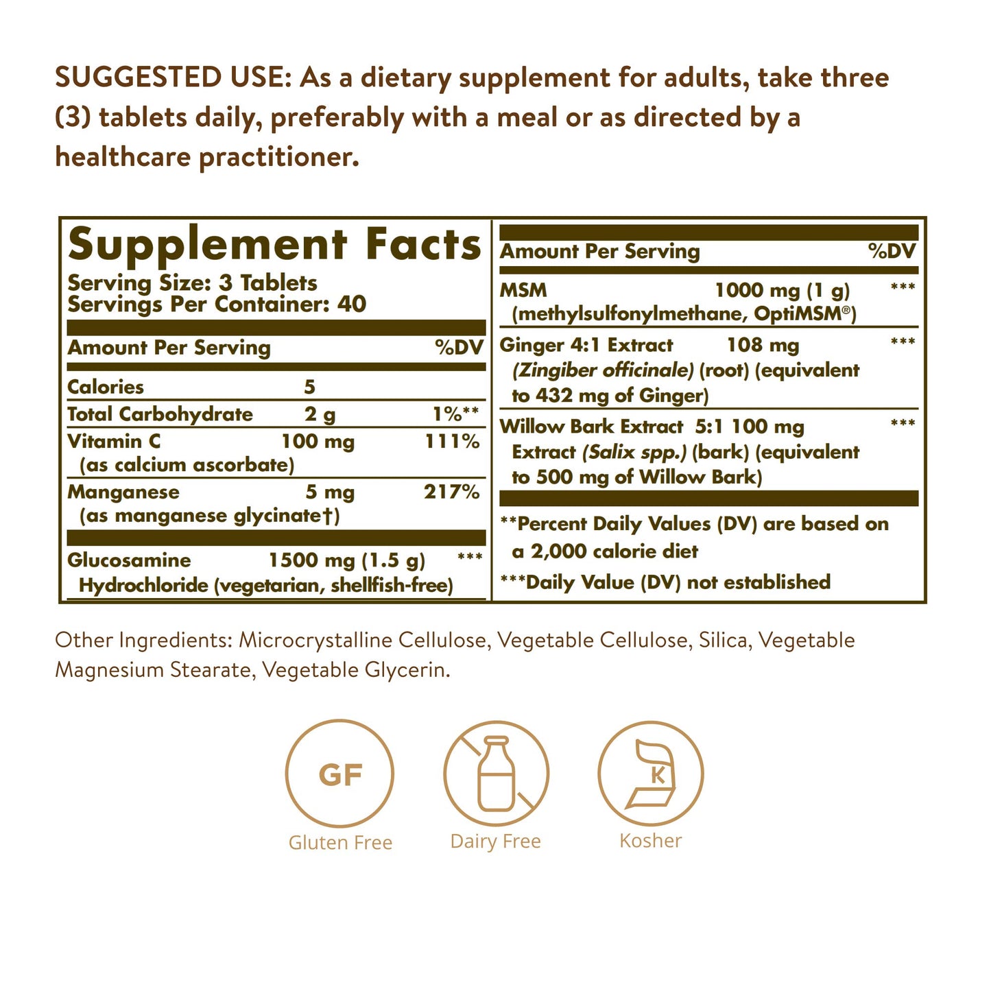 Solgar Glucosamine MSM Complex Tablets, 120 Count