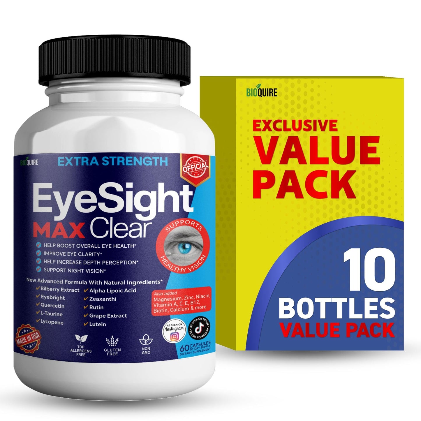 BIOQUIRE Eyesight Max Clear Extra Strength Vision Support Capsules 60