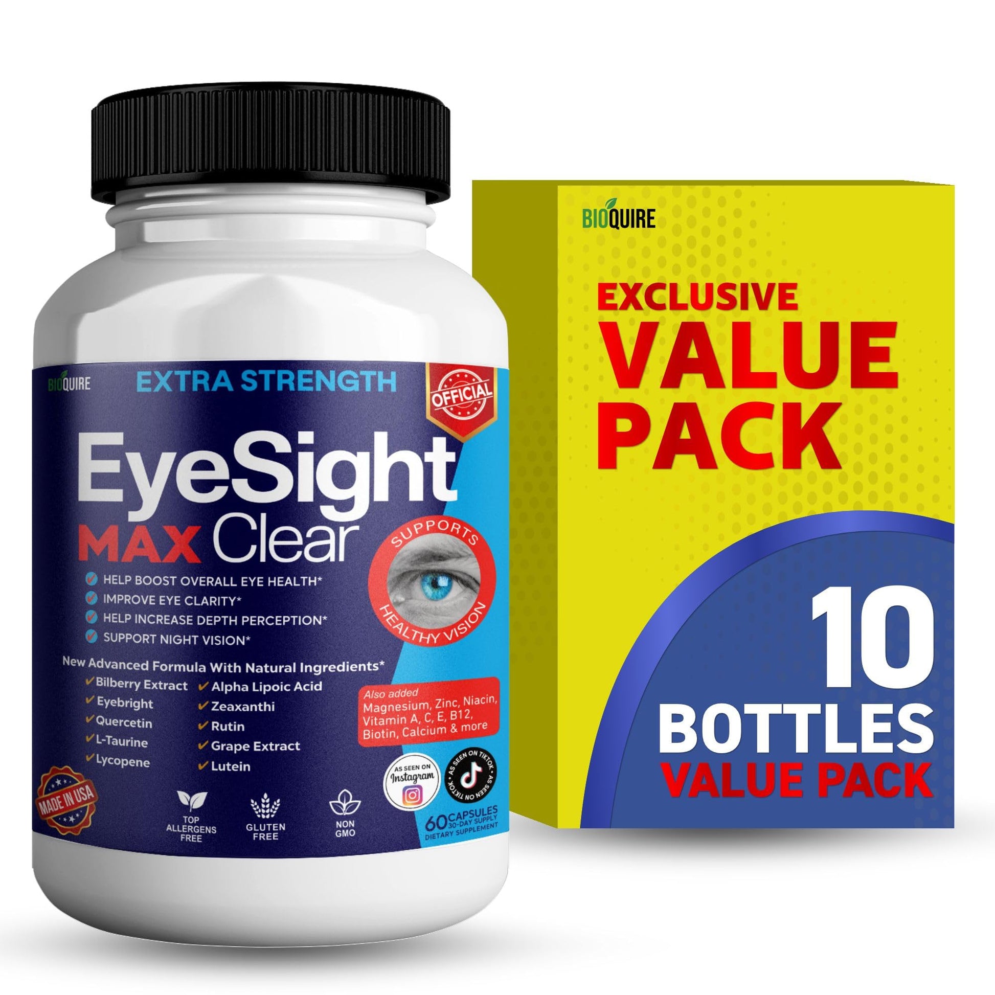 BIOQUIRE Eyesight Max Clear Extra Strength Vision Support Capsules 60