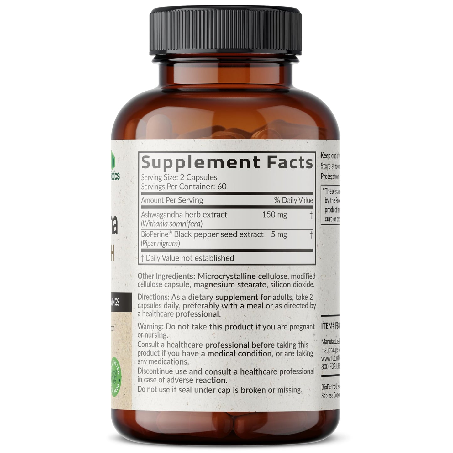 Futurebiotics Ashwagandha Extra Strength Stress & Mood Support Capsule, 120 Count