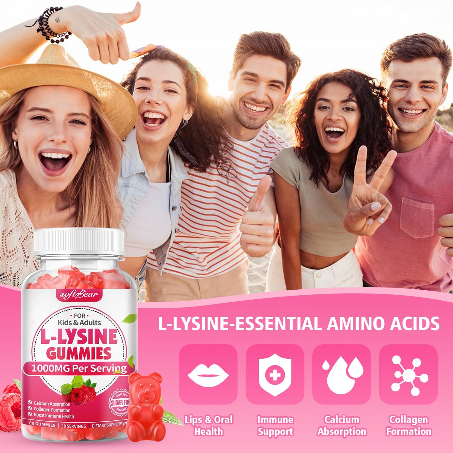 softbear L-Lysine Gummies 60 Count