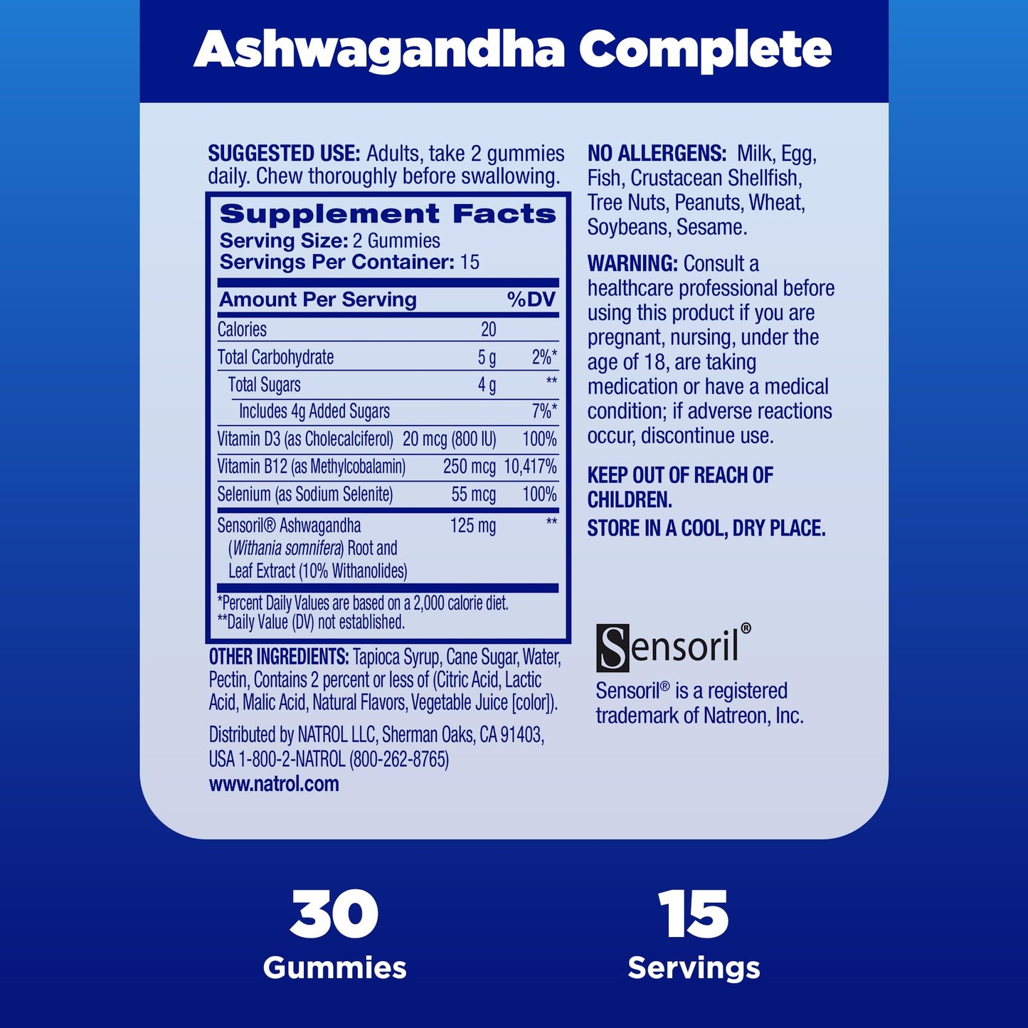 Natrol Ashwagandha Complete Gummy 30 Gummies