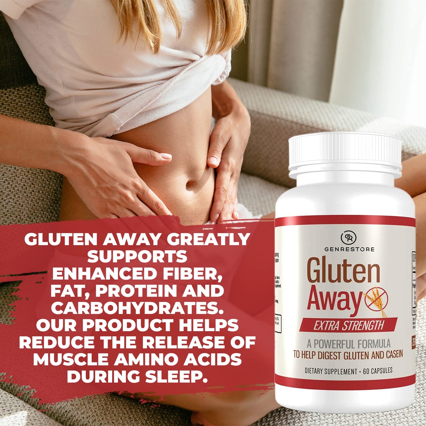 Berry Gen Gluten Away Dietary Supplement – Extra Strength Digestive Enzymes, Gluten & Casein Support, 60 Capsules