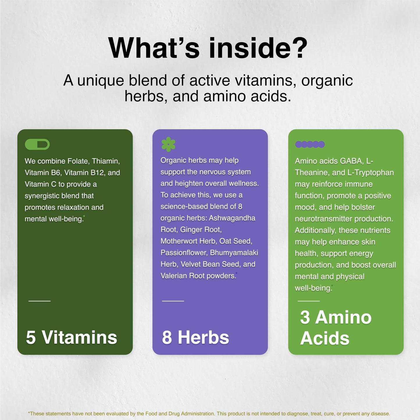 Vitamin Support CalmSupport: Stress & Relaxation Support - Ashwagandha, Passion Flower, Valerian Root, Ginger, GABA, Velvet Bean, Motherwort, Oat Seed, L-Theanine, L-Tryptophan, Folate, C,B1,B6,B12,Zinc - 60 Capsules
