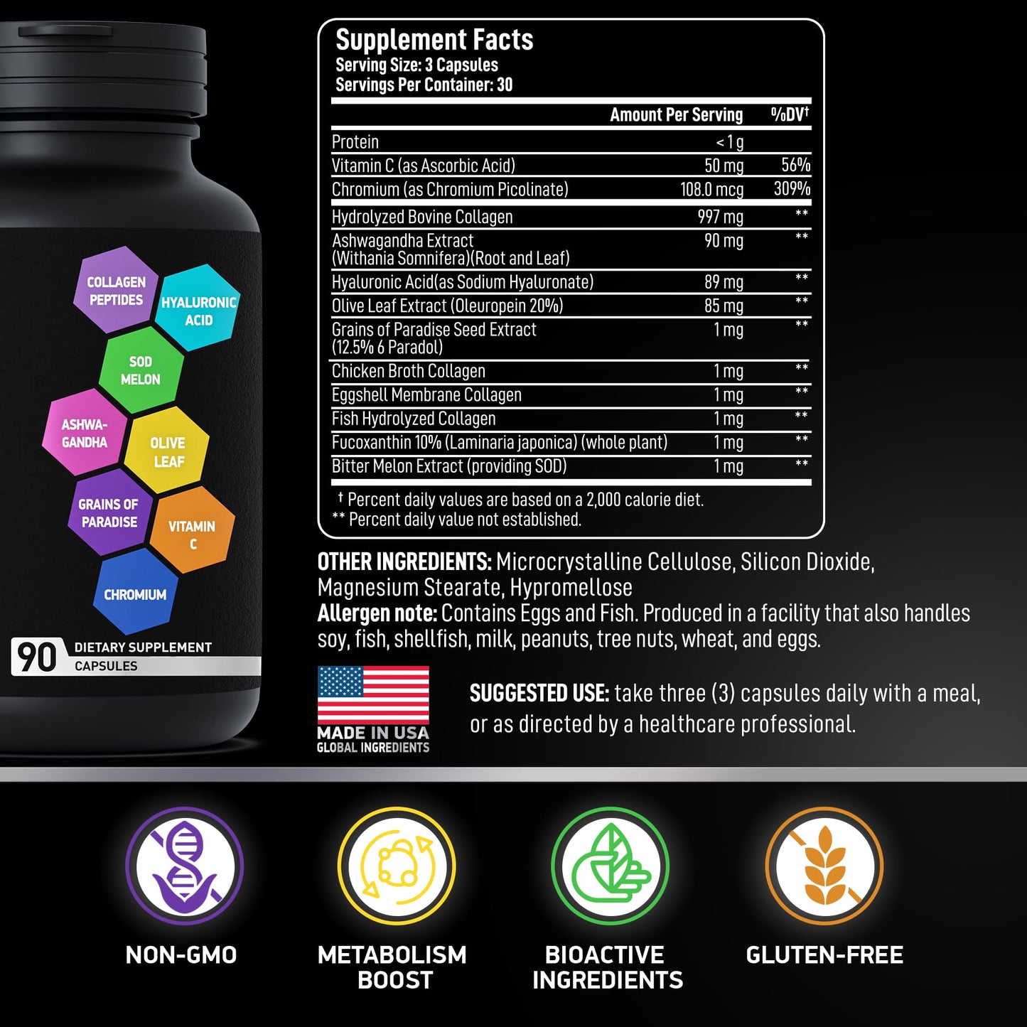 BIOACTIVE LABS Thermogenic Multi Collagen Burn 180 Capsules