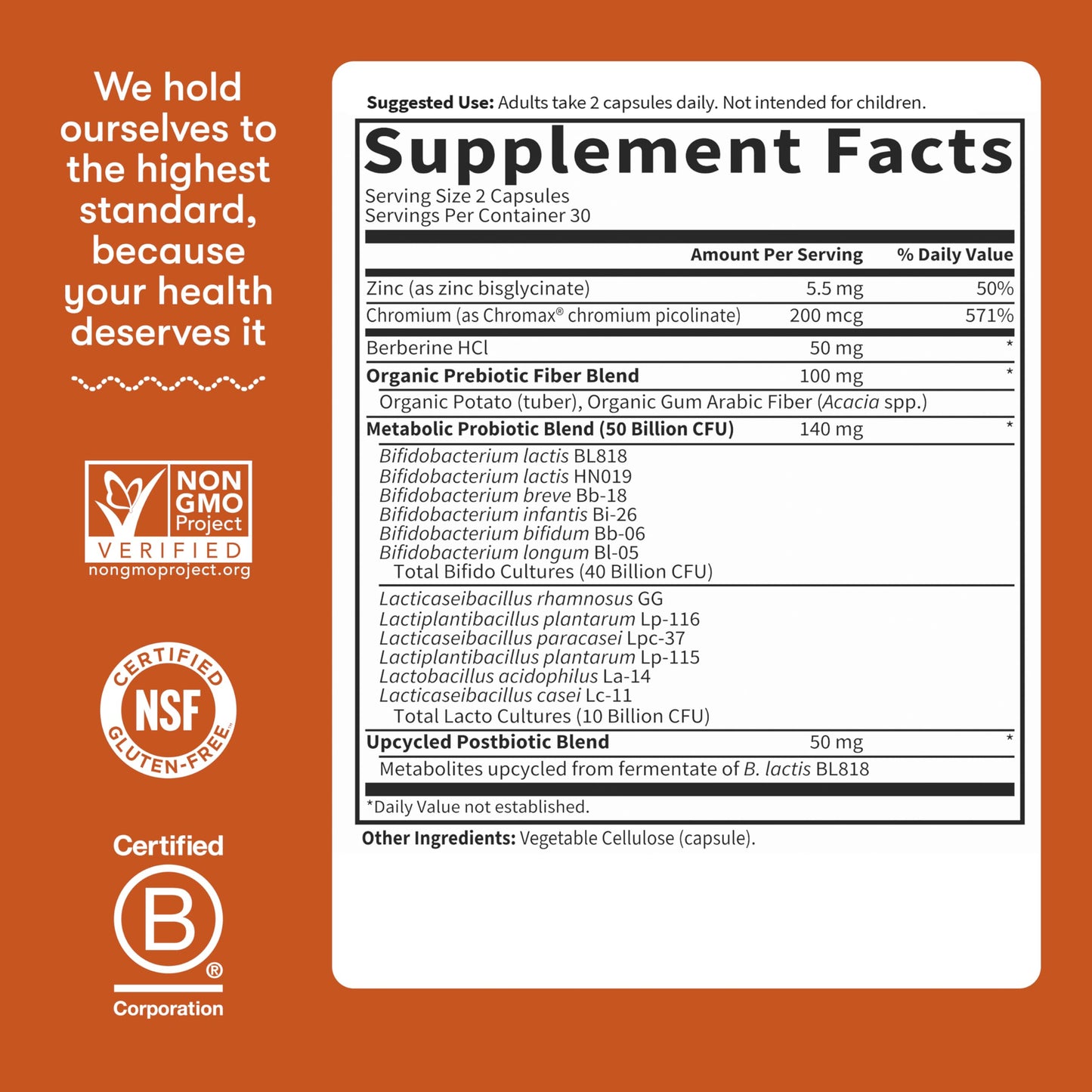 Garden of Life Dr. Formulated Glucose Support Probiotics with Chromax and Pre, Pro & Postbiotics – Digestive Health, Immune Health, Non-GMO, Gluten-Free, 60 Capsules