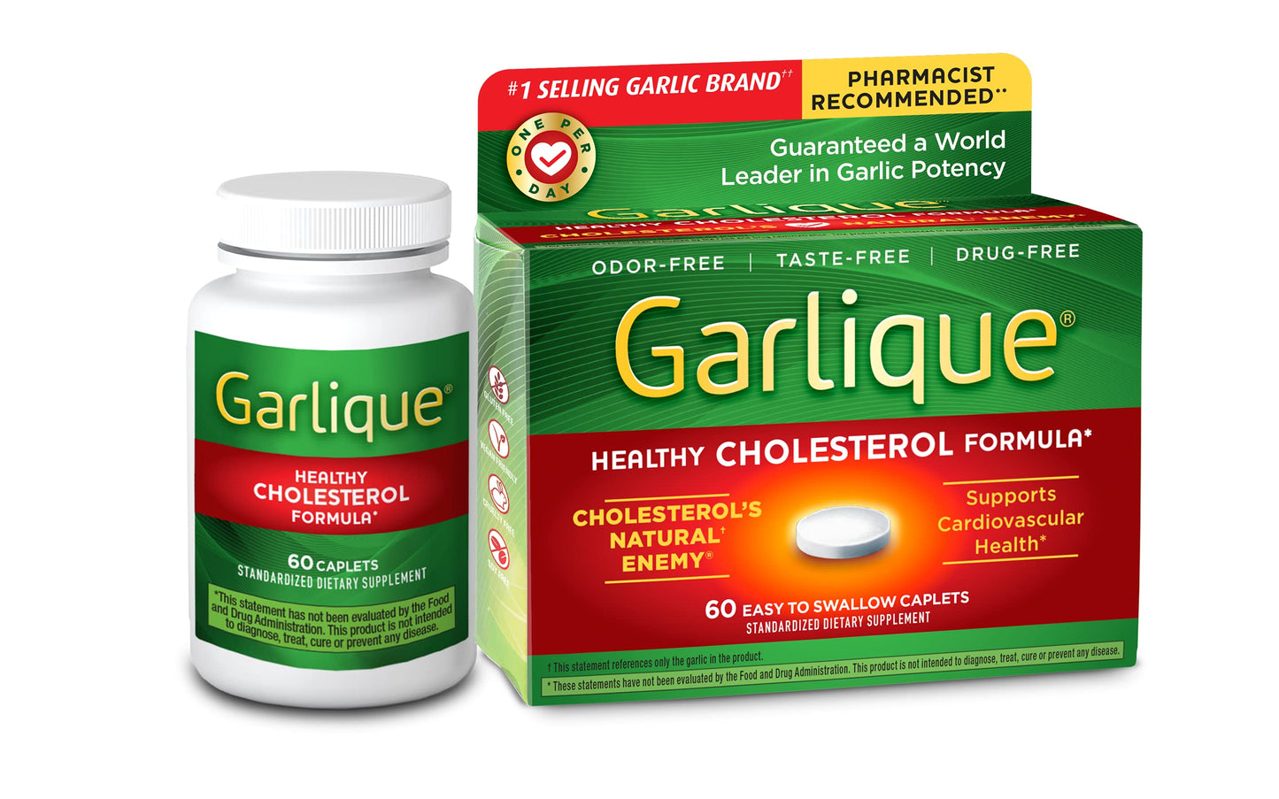 Garlique Healthy Cholesterol Formula with 5000 mcg of Allicin Caplets, 60 Count