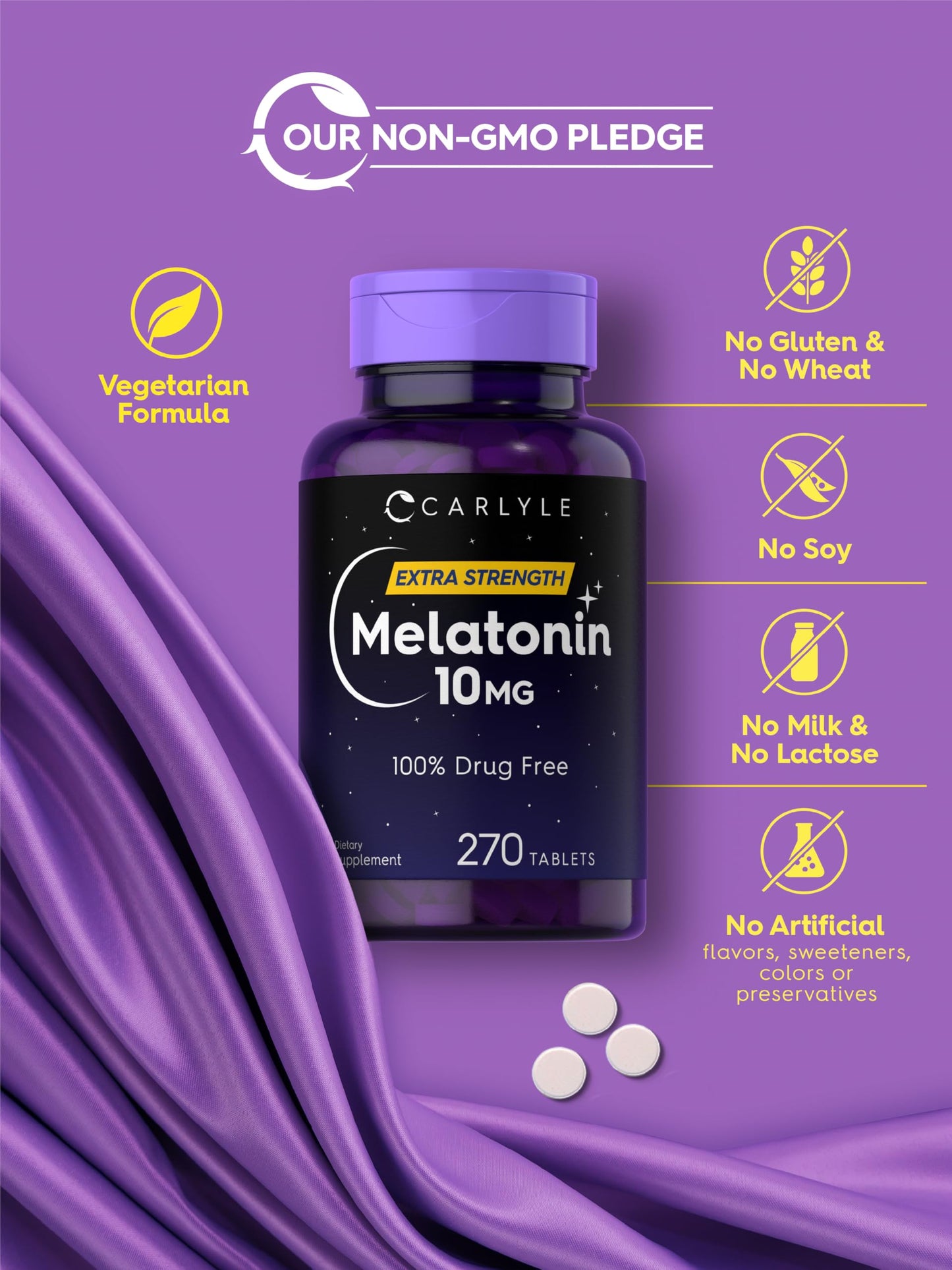 Carlyle Melatonin 10mg with L-Theanine Tablets, 270 Count