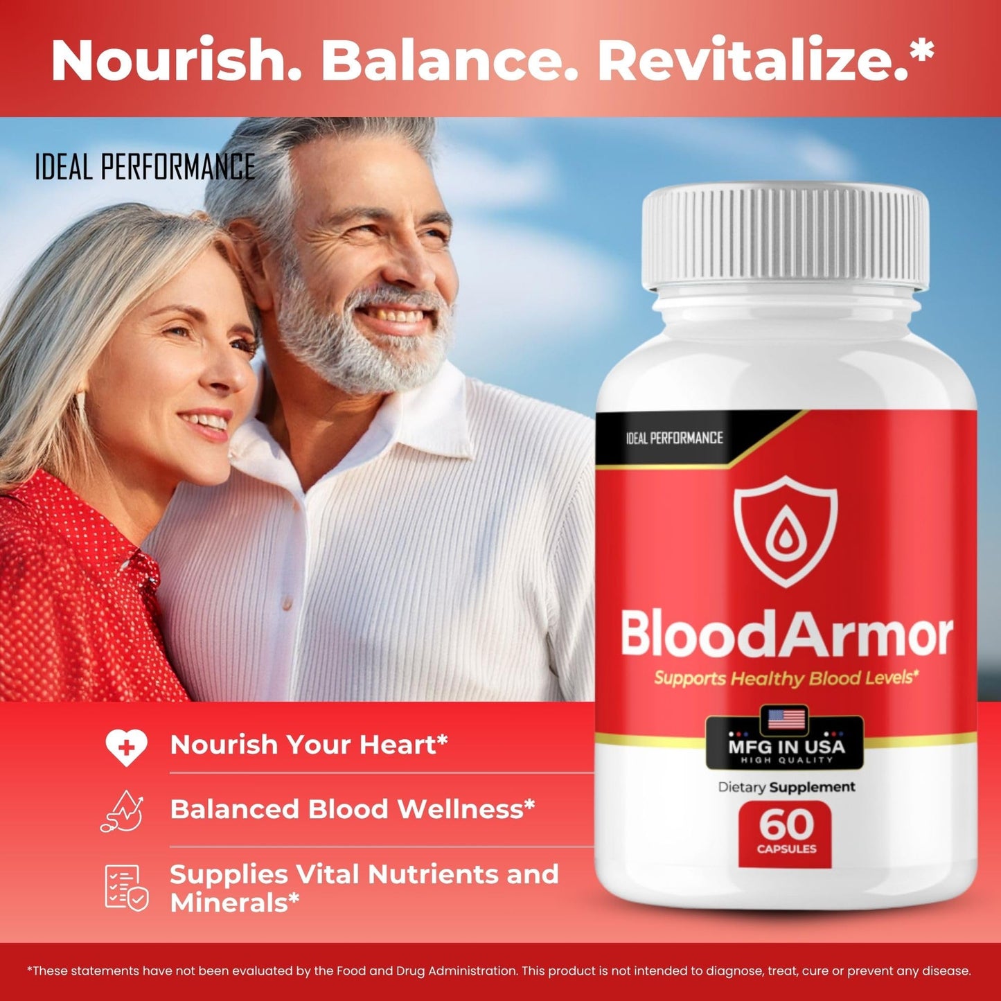IDEAL PERFORMANCE BloodArmor Advanced Formula Blood Support Supplement, 120 Capsules