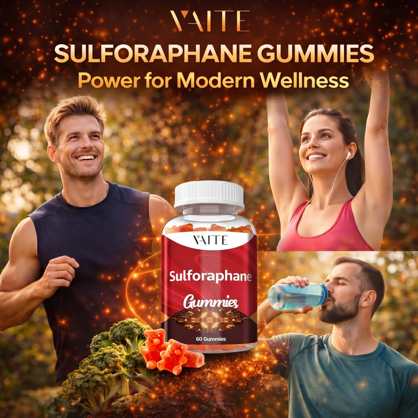 VAITE Sulforaphane Glucosinolate Supplement 100mg – Broccoli Seed Extract, Gummies, 60 Count