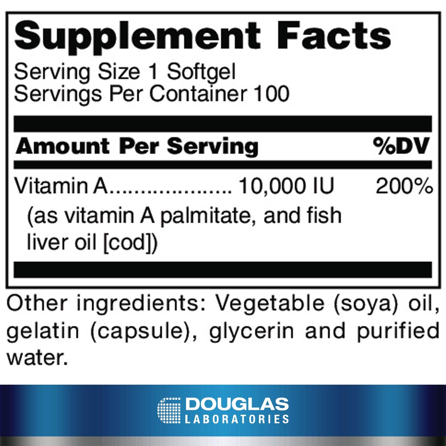 Douglas Laboratories Vitamin A 10,000 I.U. Derived from Fish Liver Oil Capsule, 100 Count