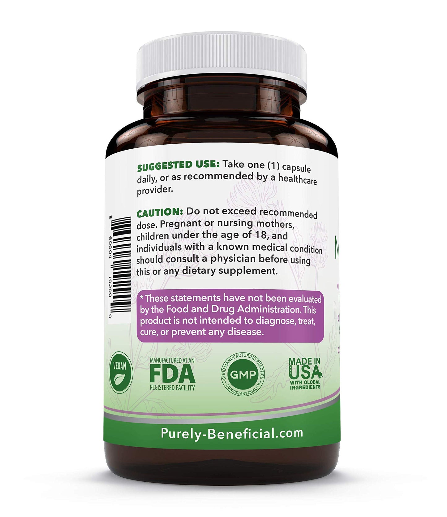 PURELY beneficial Milk Thistle Capsules (50:1 Milk Thistle Extract) Liver Cleanse & Antioxidant Support, 120 Veg Capsules