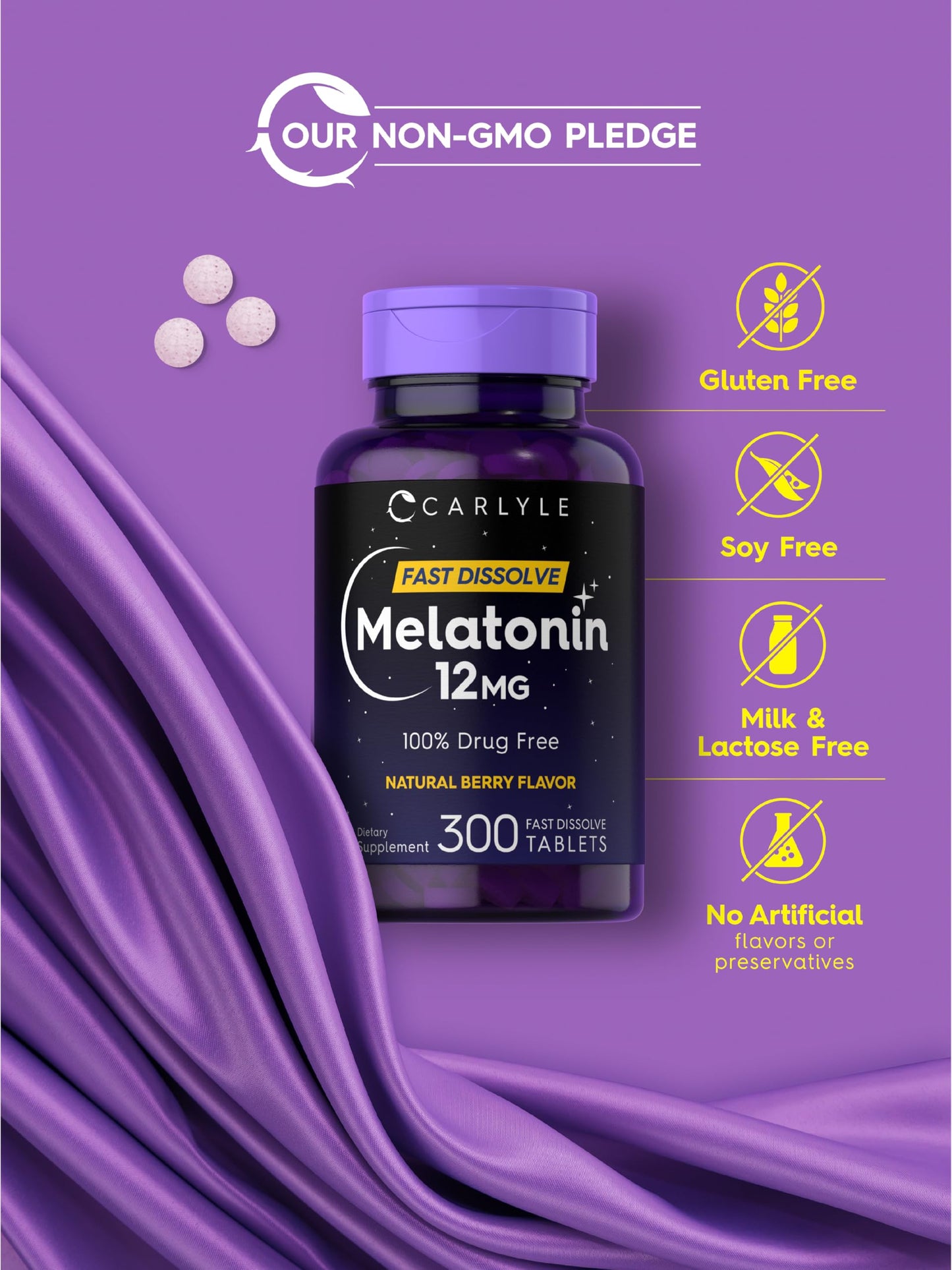 Carlyle Melatonin 12 mg Fast Dissolve Tablet, 300 Tablets