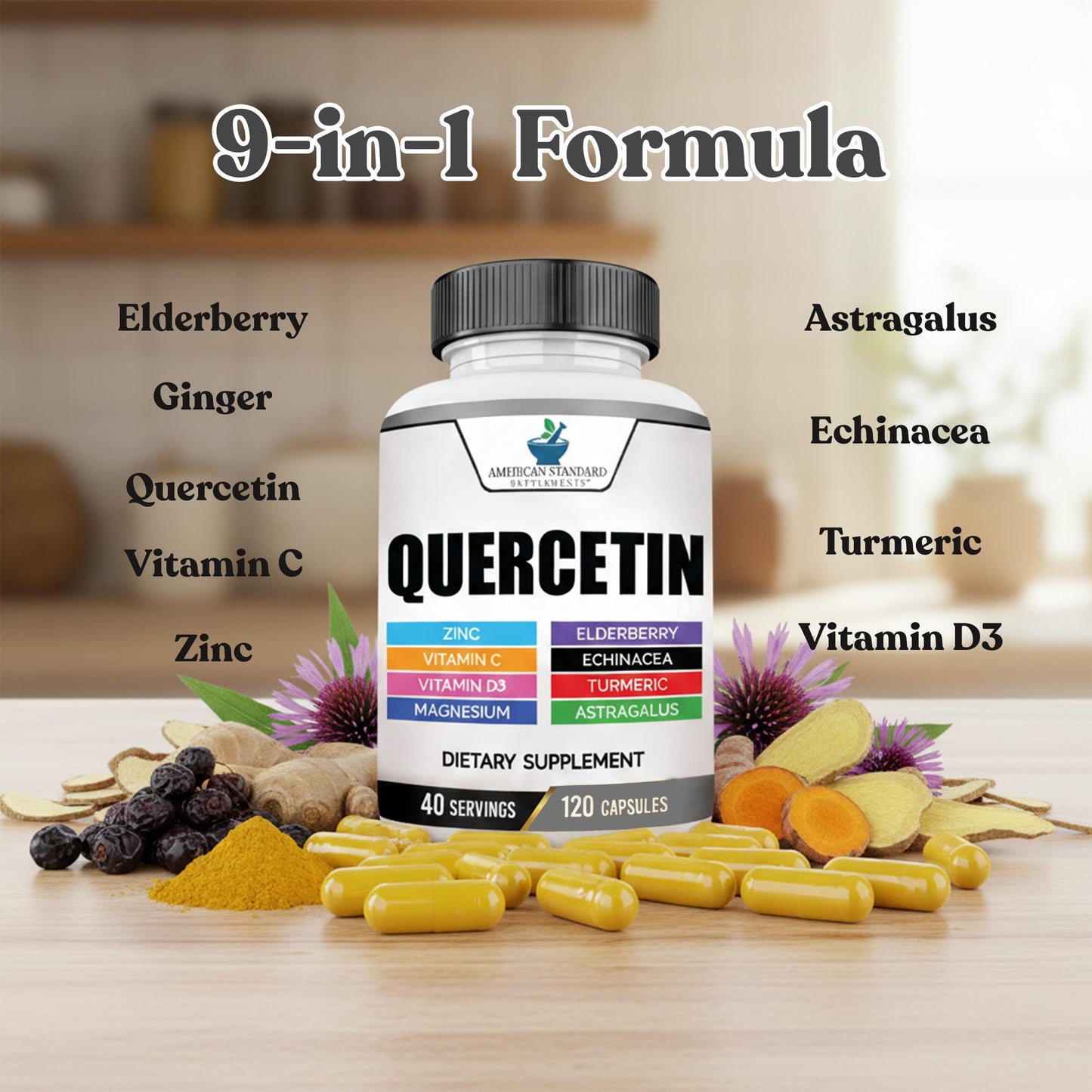 American Standard Supplements Quercetin 1000mg Capsule 120 Count