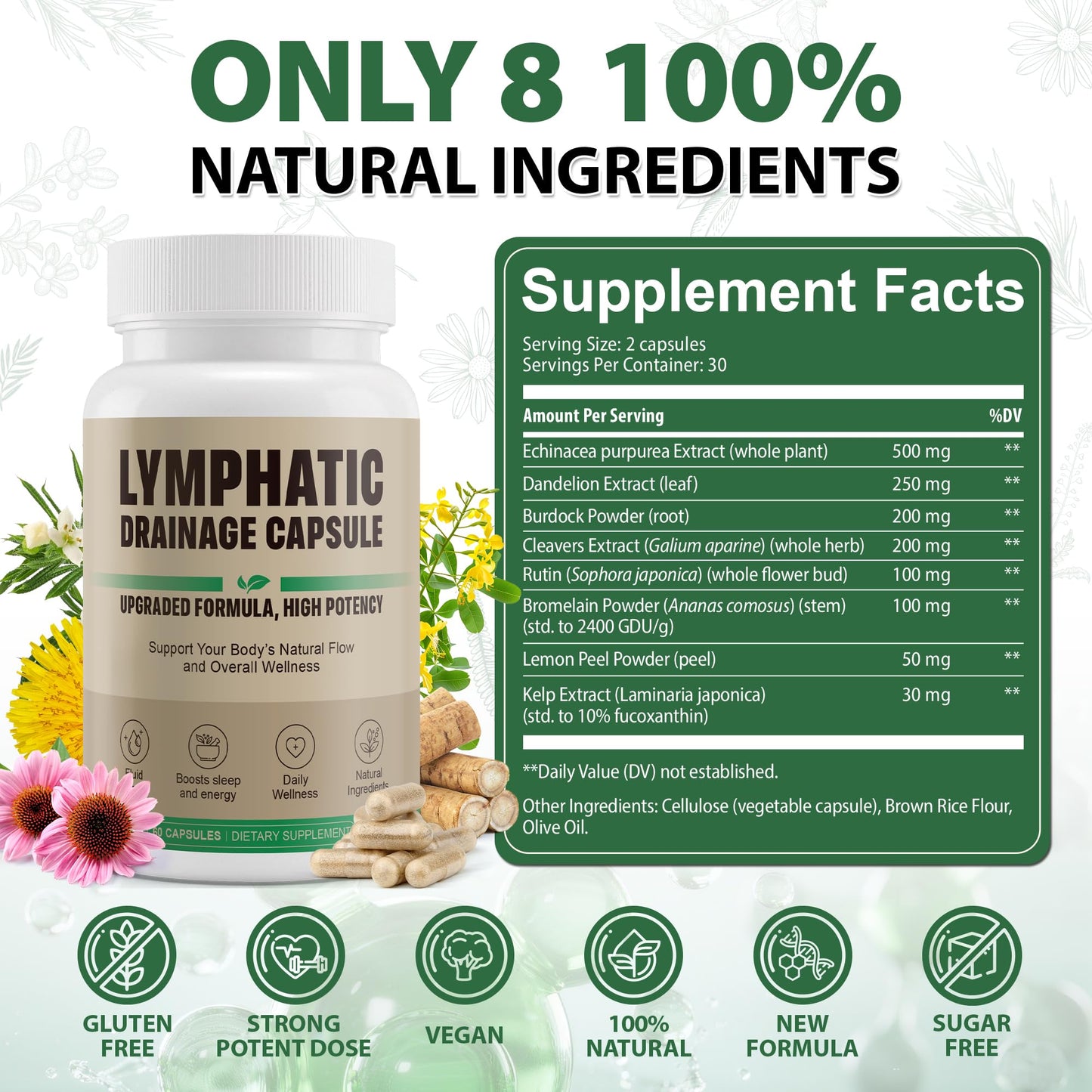 Kaseano Lymphatic Drainage Capsules, 60 Capsules