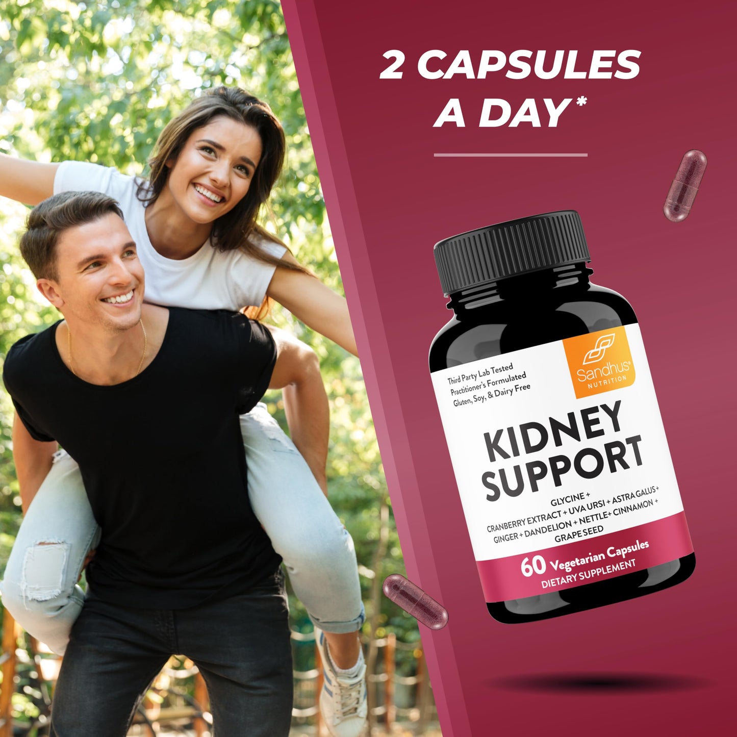 Sandhu's Kidney Cleanse Detox & Repair Support Supplement with Cranberry Extract, Capsule, 60 Count