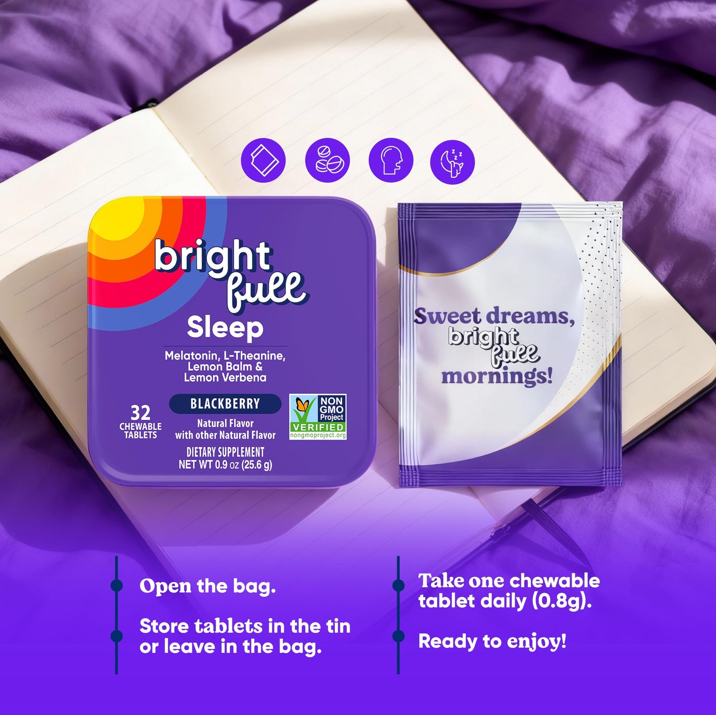 BRIGHTFULL Sleep Chewable Tablets 32 Count