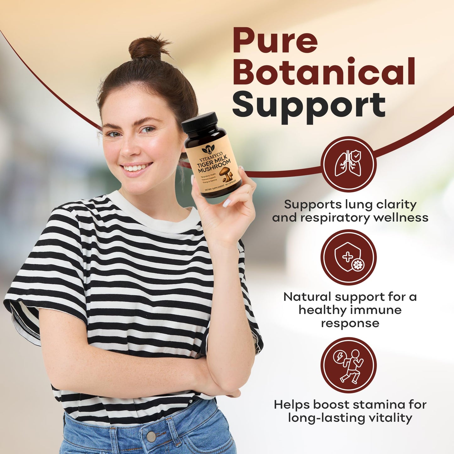 Vitamyco Tiger Milk Mushroom Supplement Capsules, 60 Count