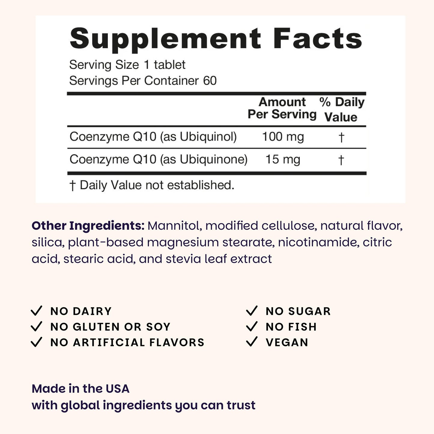 EZ Melts Ubiquinol 100 mg CoQ10 Tablet, 60 Count