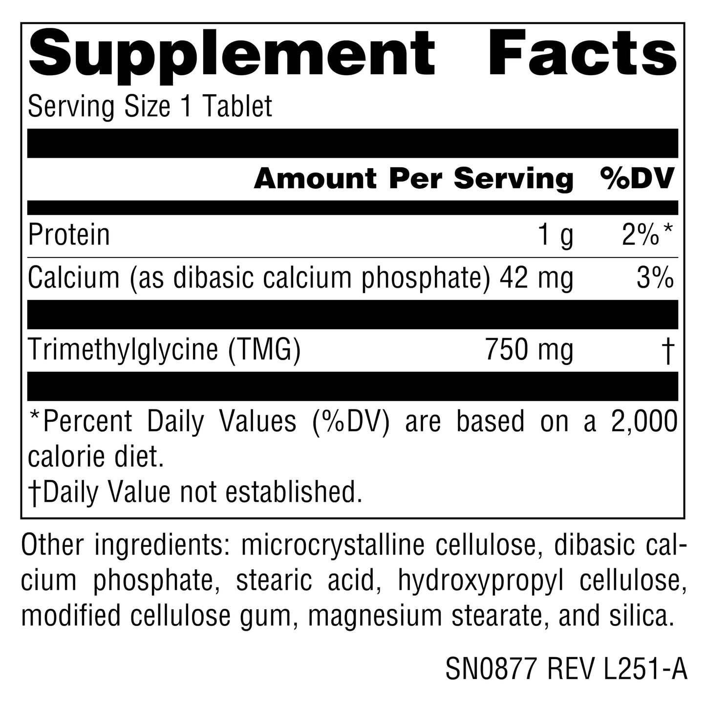 Source Naturals TMG Trimethylglycine (Anhydrous Betaine) 750 mg Tablet, 120 Vegetarian Tablets