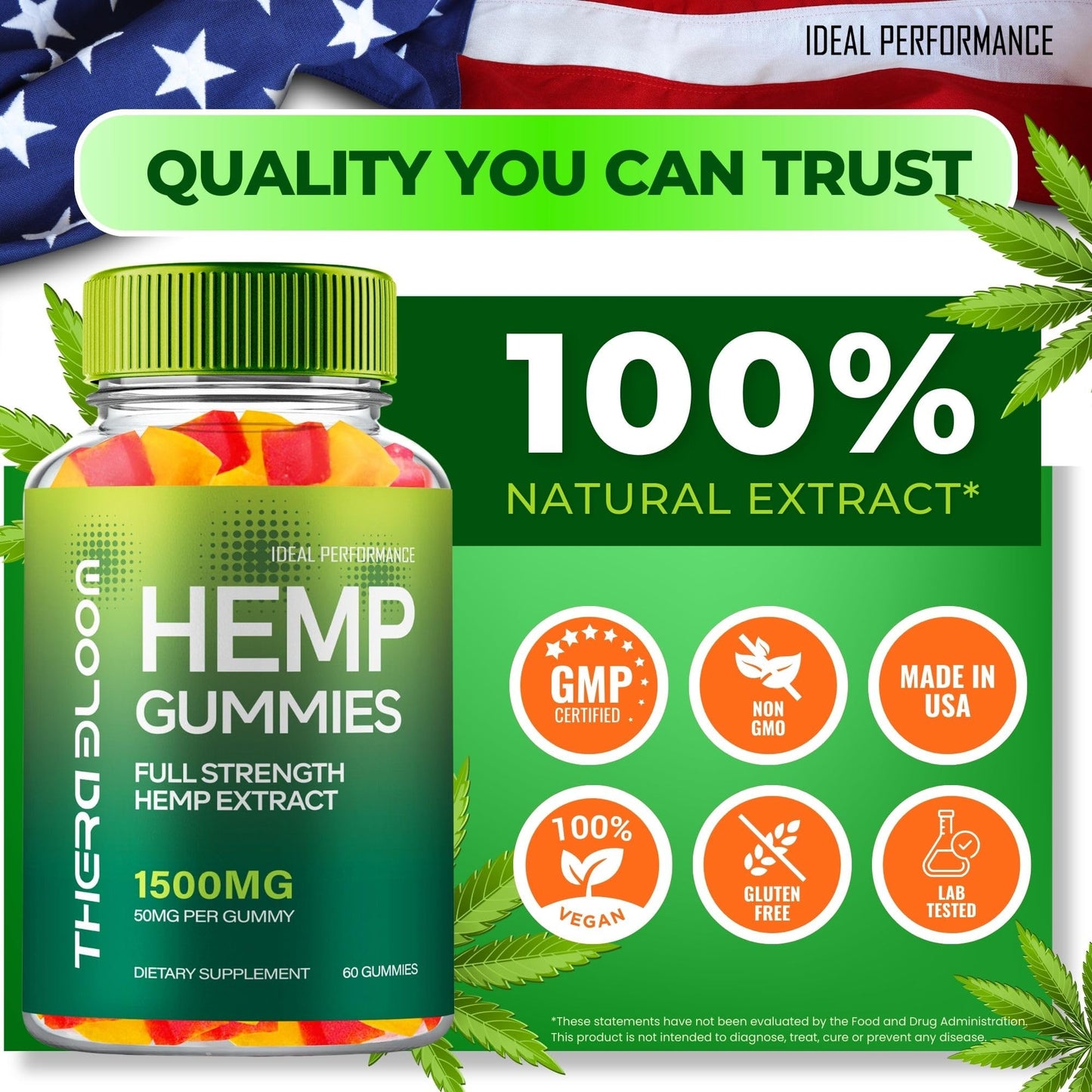 IDEAL PERFORMANCE TheraBloom Hemp Gummies 120