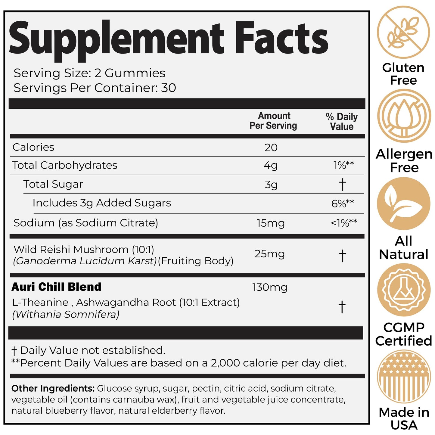 Auri Super Mushroom Chill Gummies, 60 Count