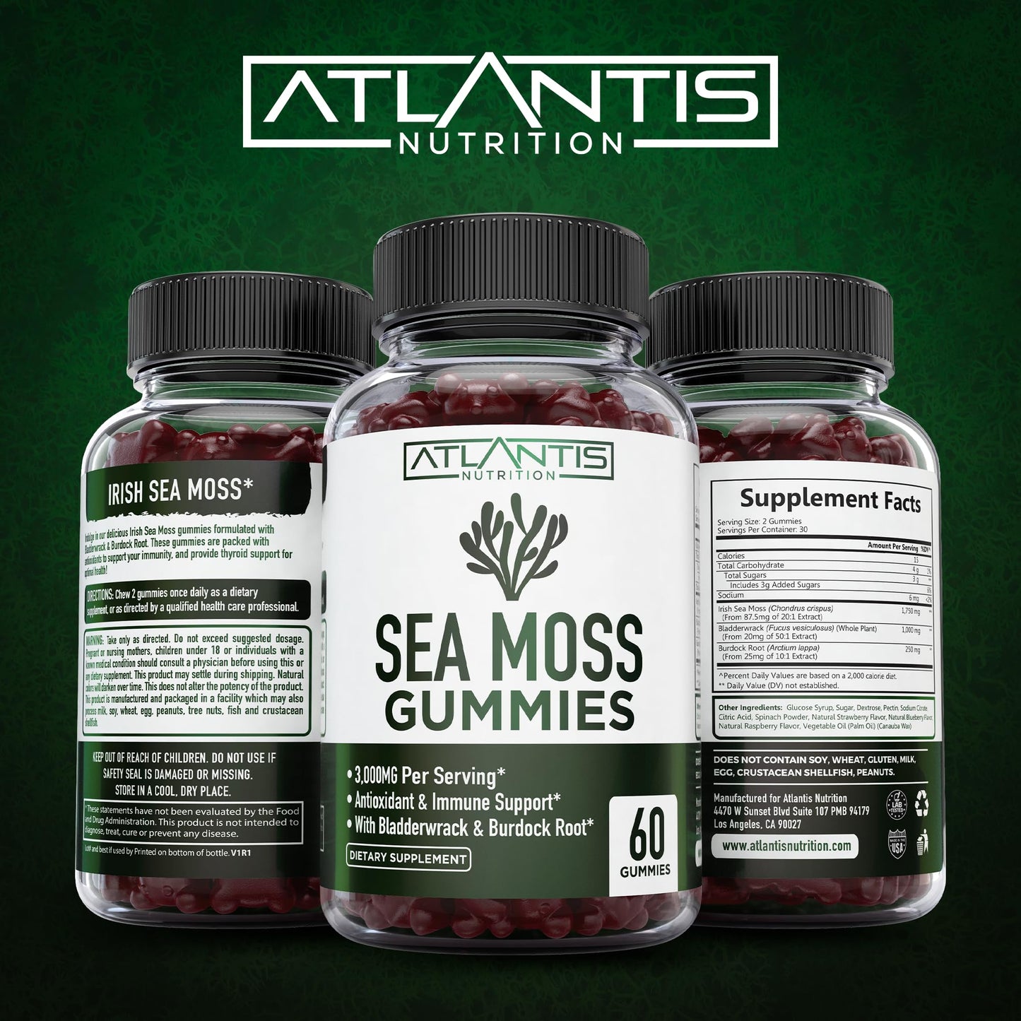 Atlantis Nutrition Irish Sea Moss Gummies Gummy, 60 Count