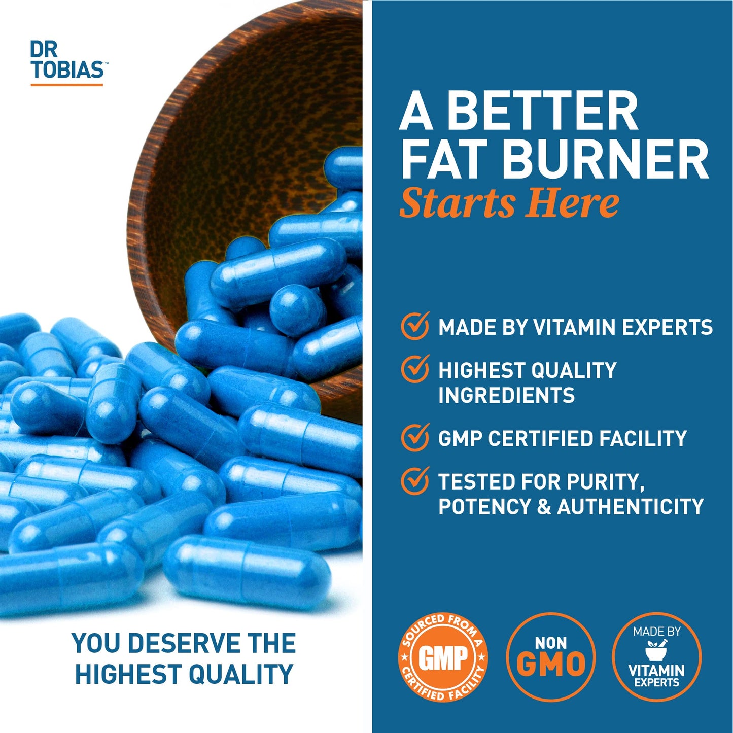 Dr. Tobias Fat Burner Nightly - Night Time Metabolic Support with White Kidney Bean Extract, Ashwagandha Root, Green Coffee Bean Extract & Melatonin Capsules, 60 Count