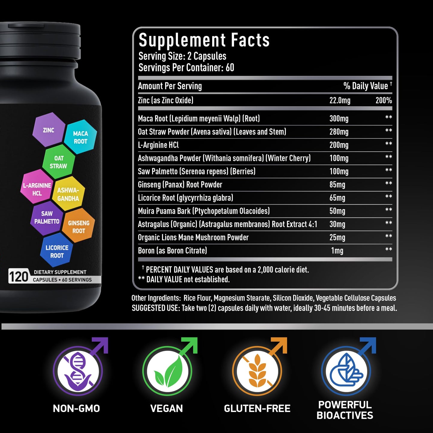 BIOACTIVE LABS Male Fertility Support Supplement Capsules, 120 Count