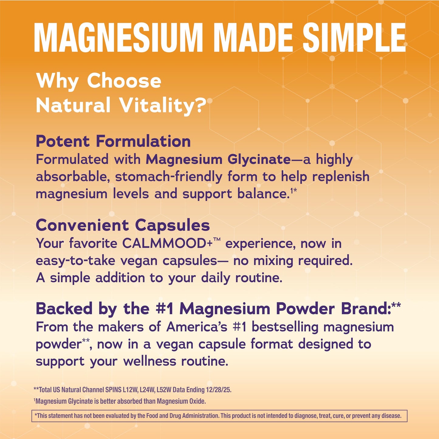 Natural Vitality Calm Mood Happy Saffron Magnesium Glycinate Gummy 50 Count