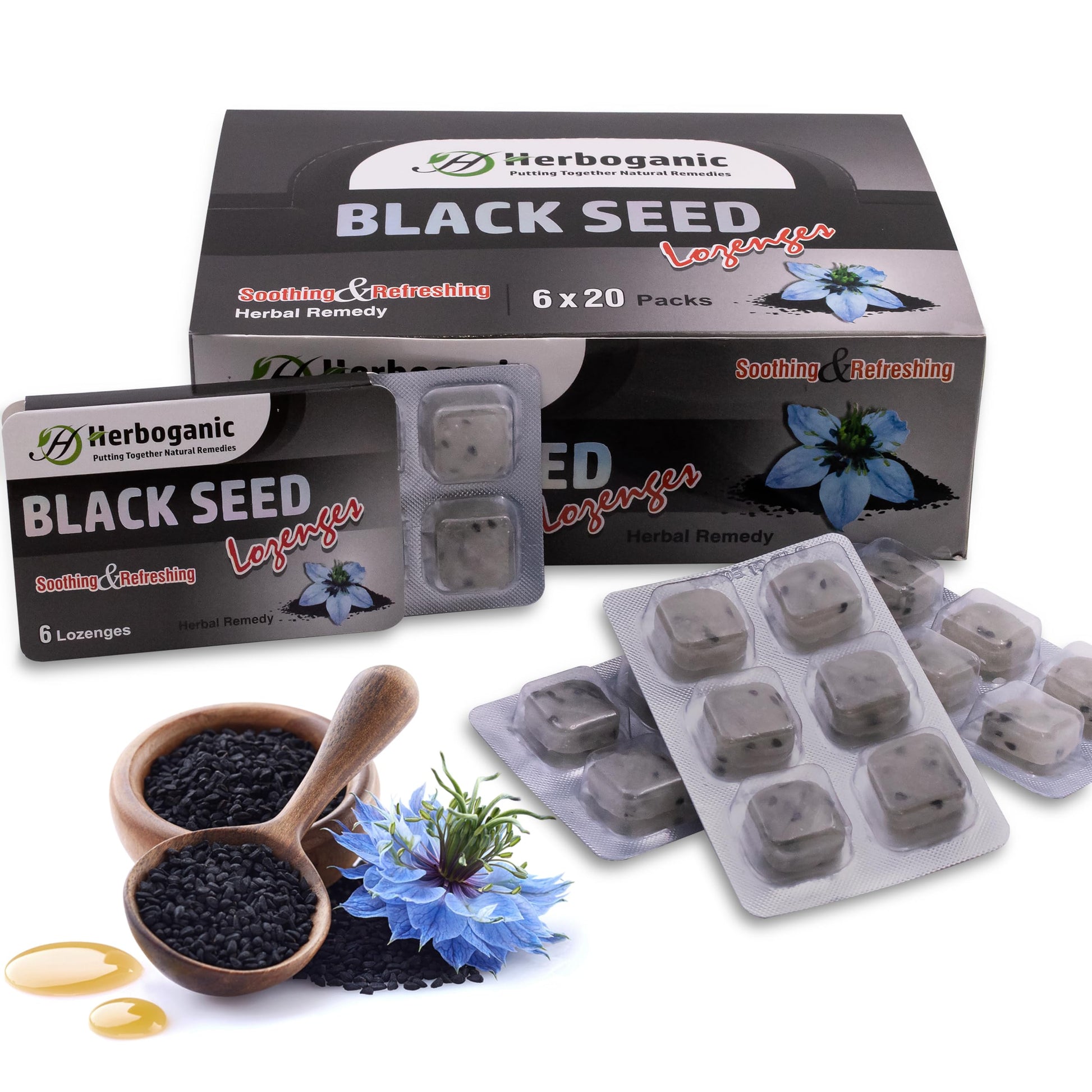 HERBOGANIC Black Seed Lozenges Tablet, 120 Tablets