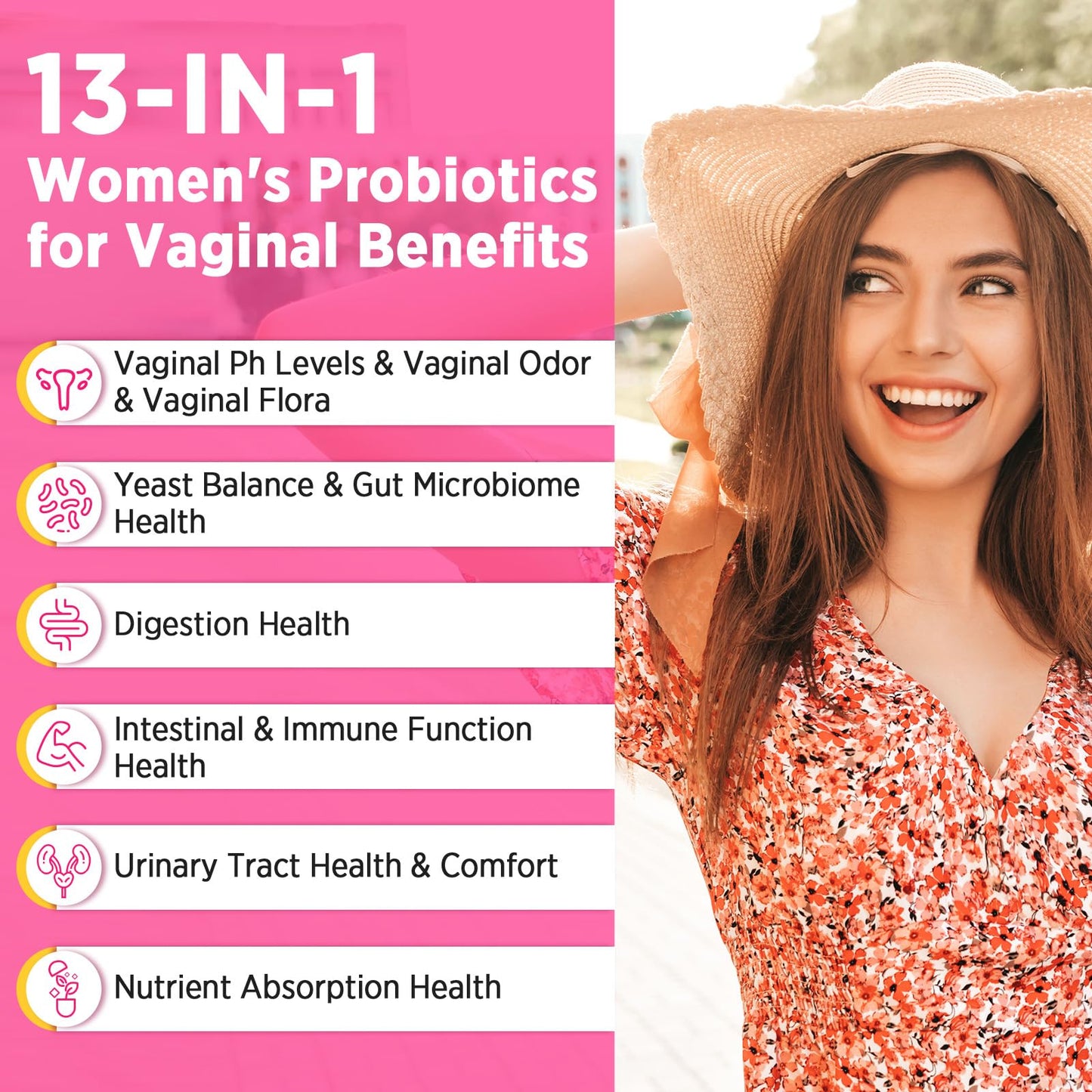 Trehealtt Vaginal Probiotics Capsule, 70 Billion CFUs, PH Balance with Probiotic & Prebiotic, 60 Count