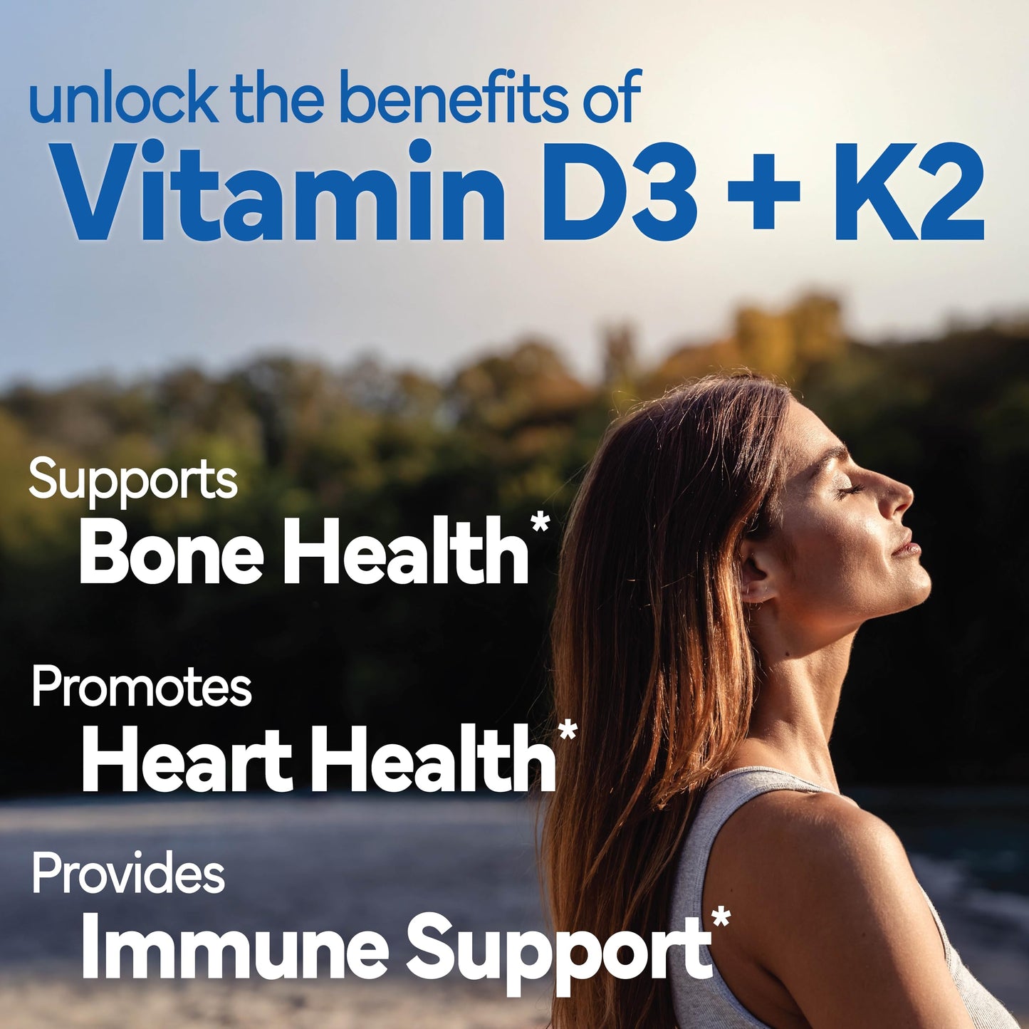 Sunshine Vitamin D3 with Vitamin K2 2000 IU (K2 100 mcg), 60 Tablets