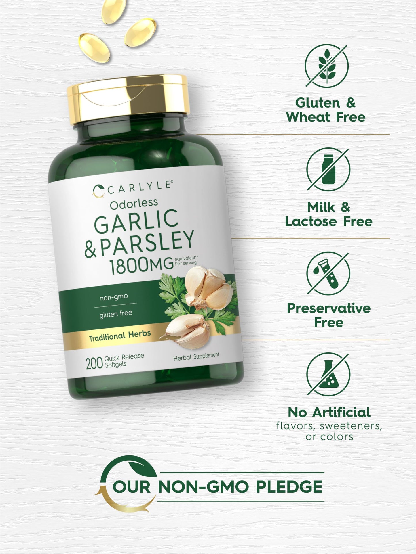 Carlyle Odorless Garlic & Parsley Softgels 200