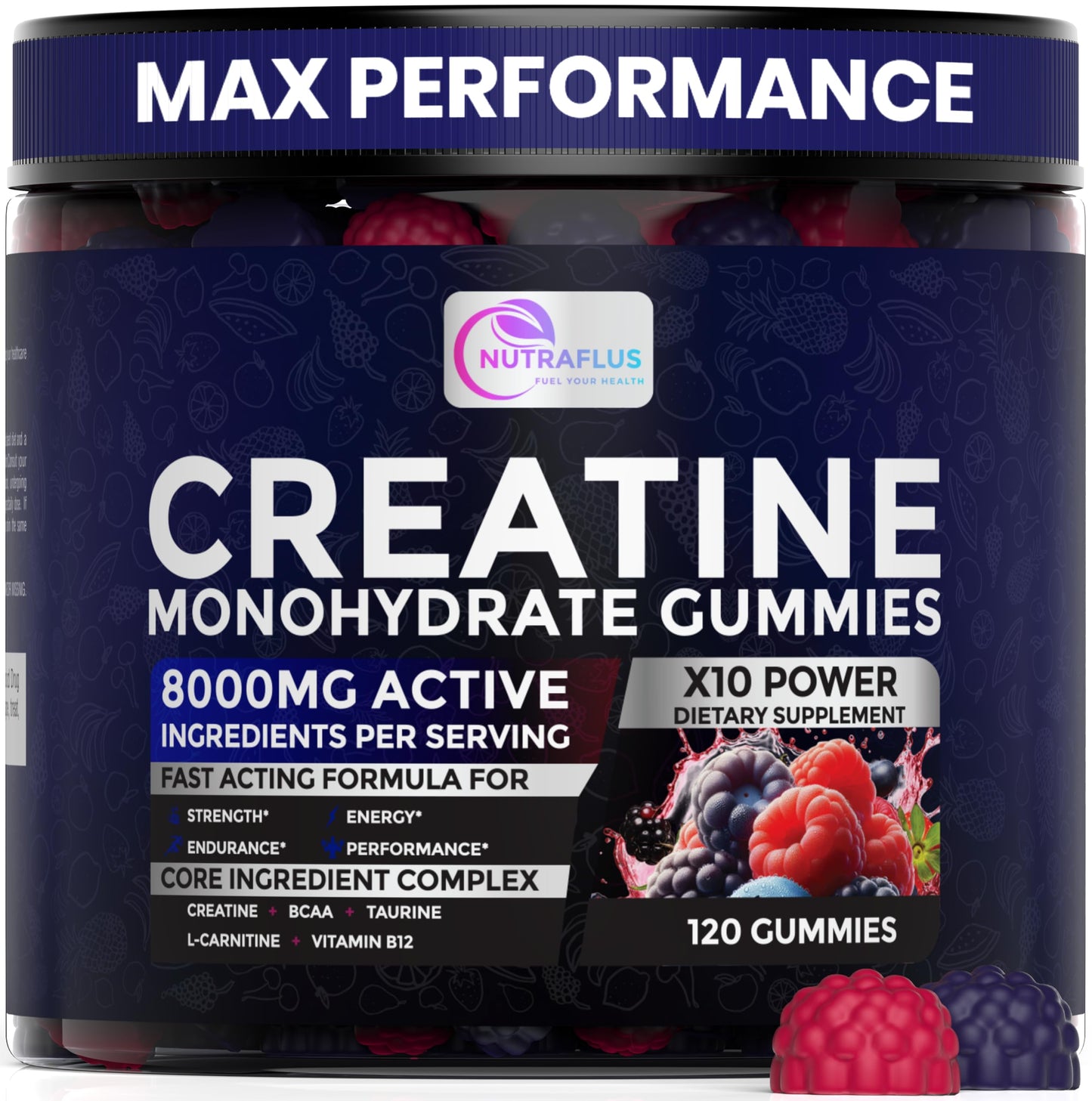 NUTRAFLUS Creatine Monohydrate Gummies, 120 Count