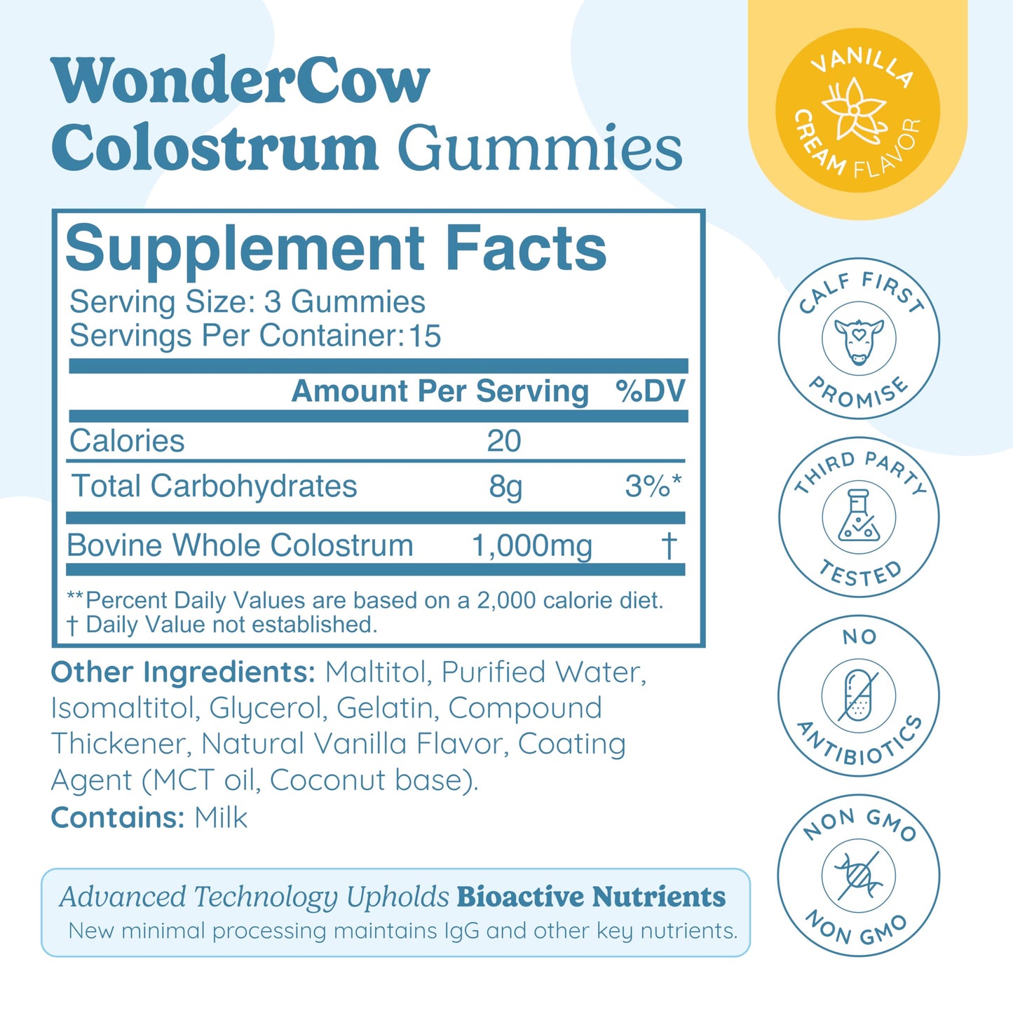 WONDERCOW Colostrum Supplement, Gummies, 45 Count