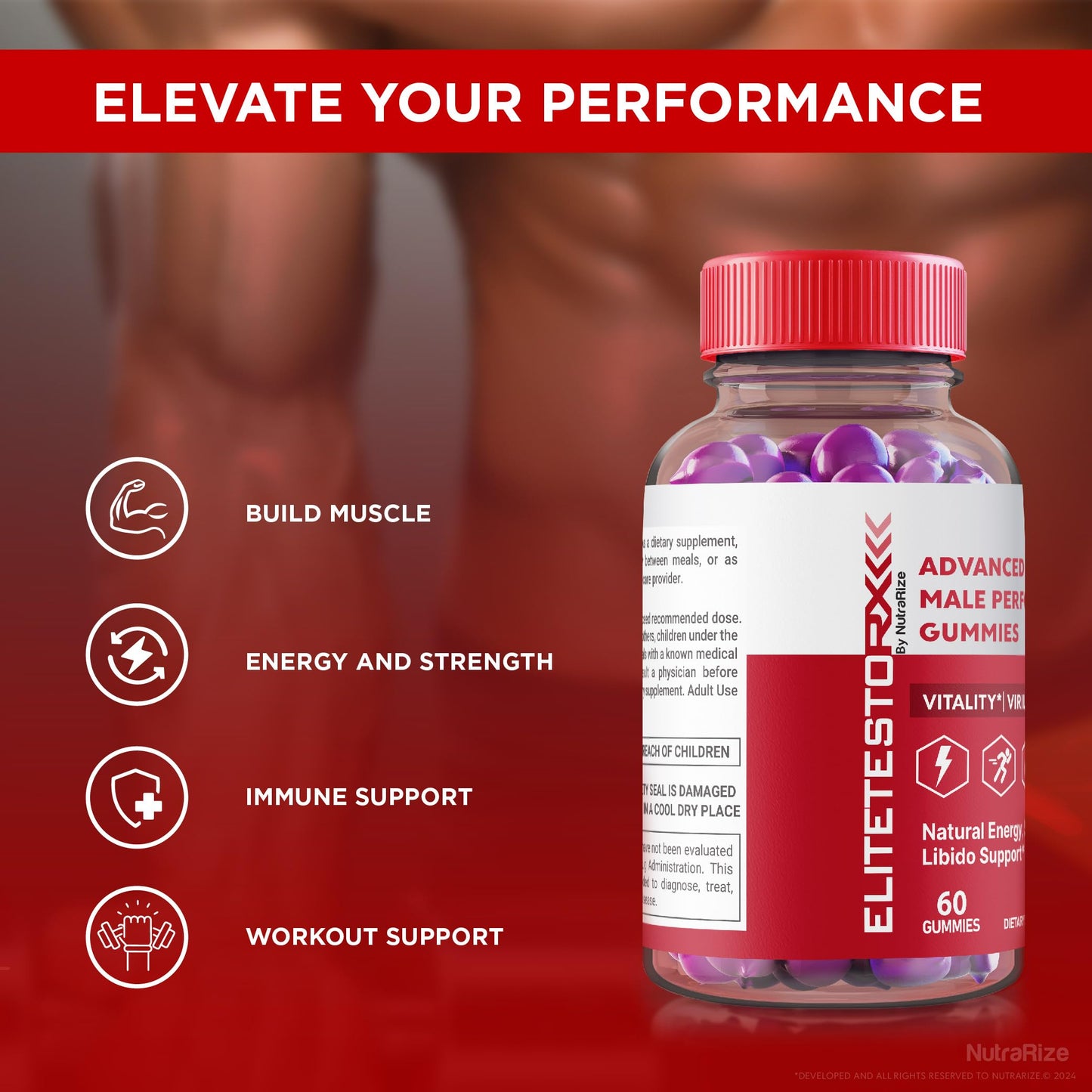 NutraRize Elite Testo Rx Gummies 60 Gummies