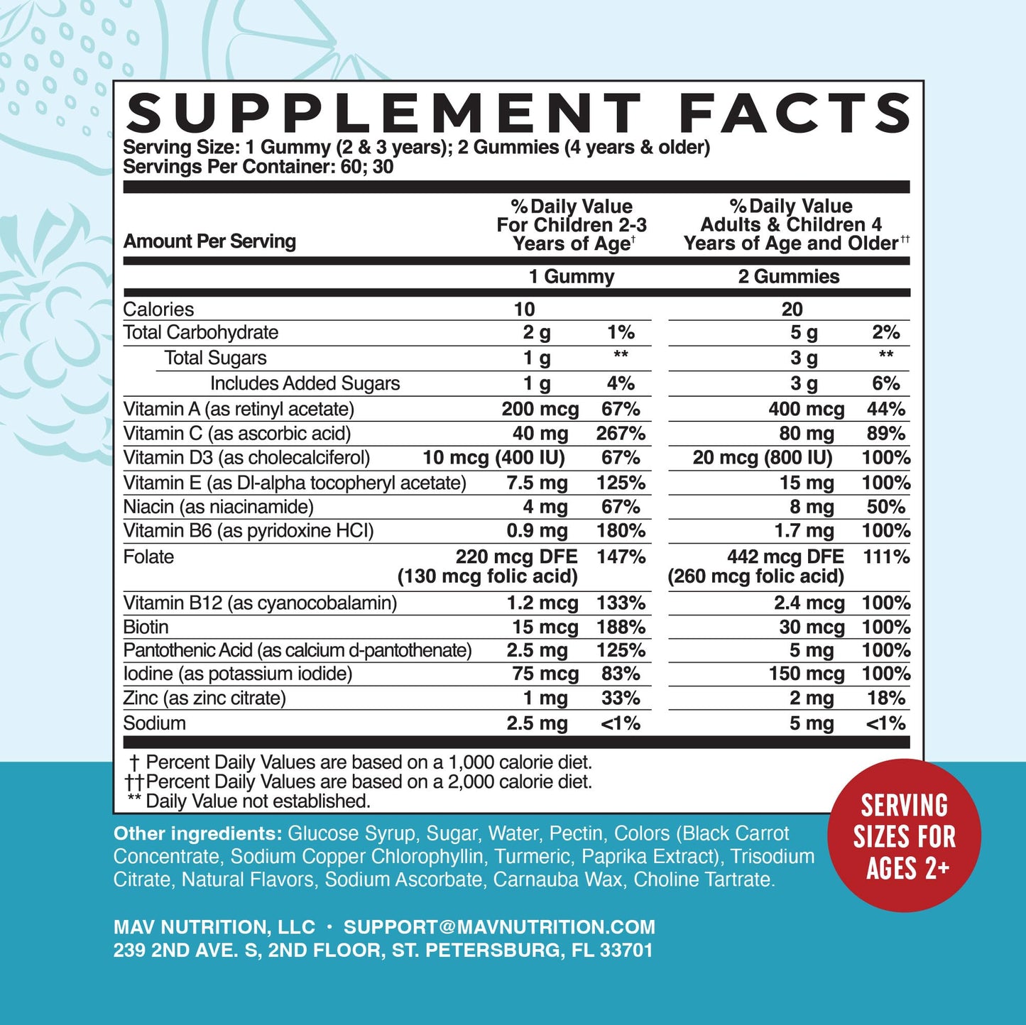 MAV NUTRITION Kids Multivitamin Gummies 90 Count