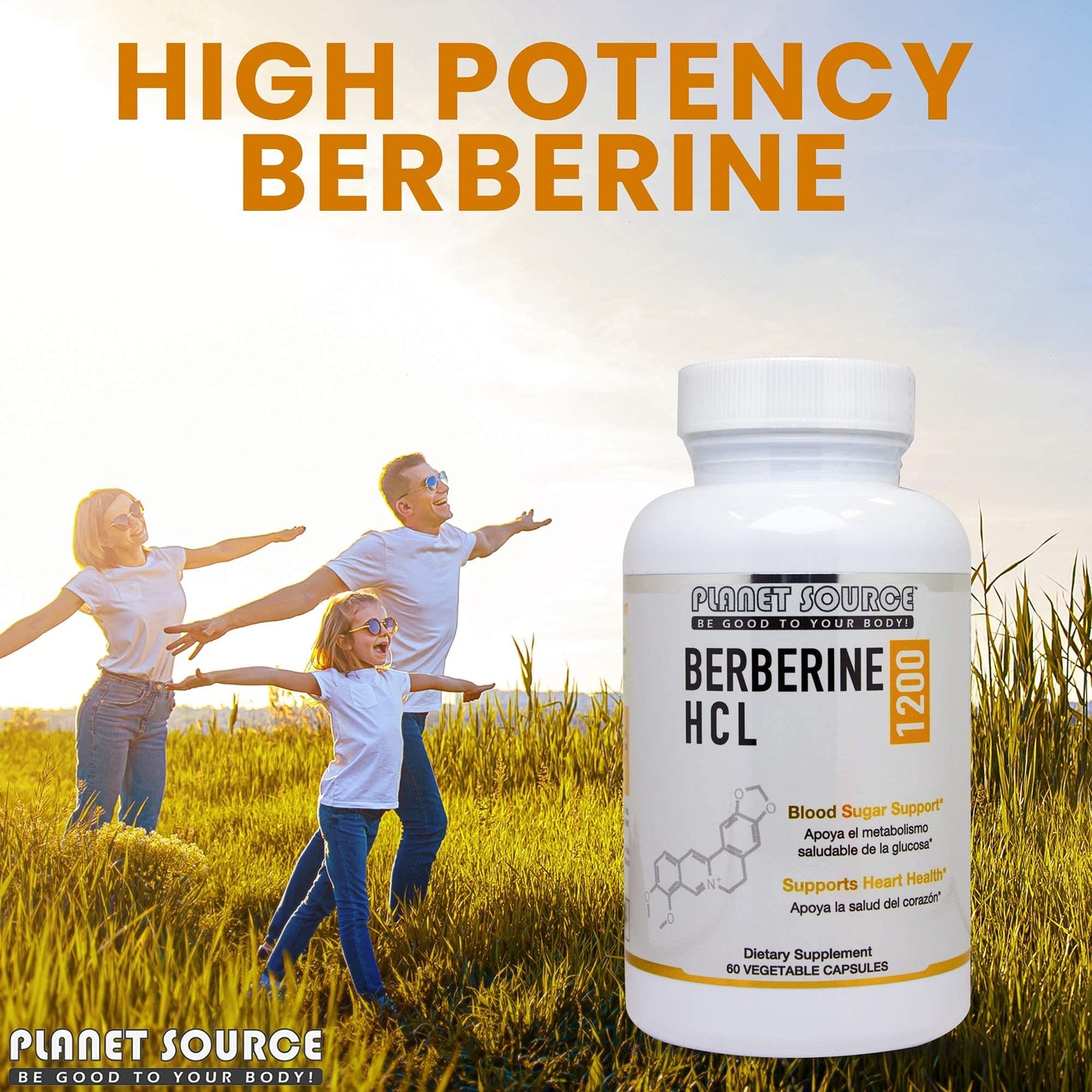Planet Source Berberine HCl 1200 Mg per Serving Capsule 60 Count