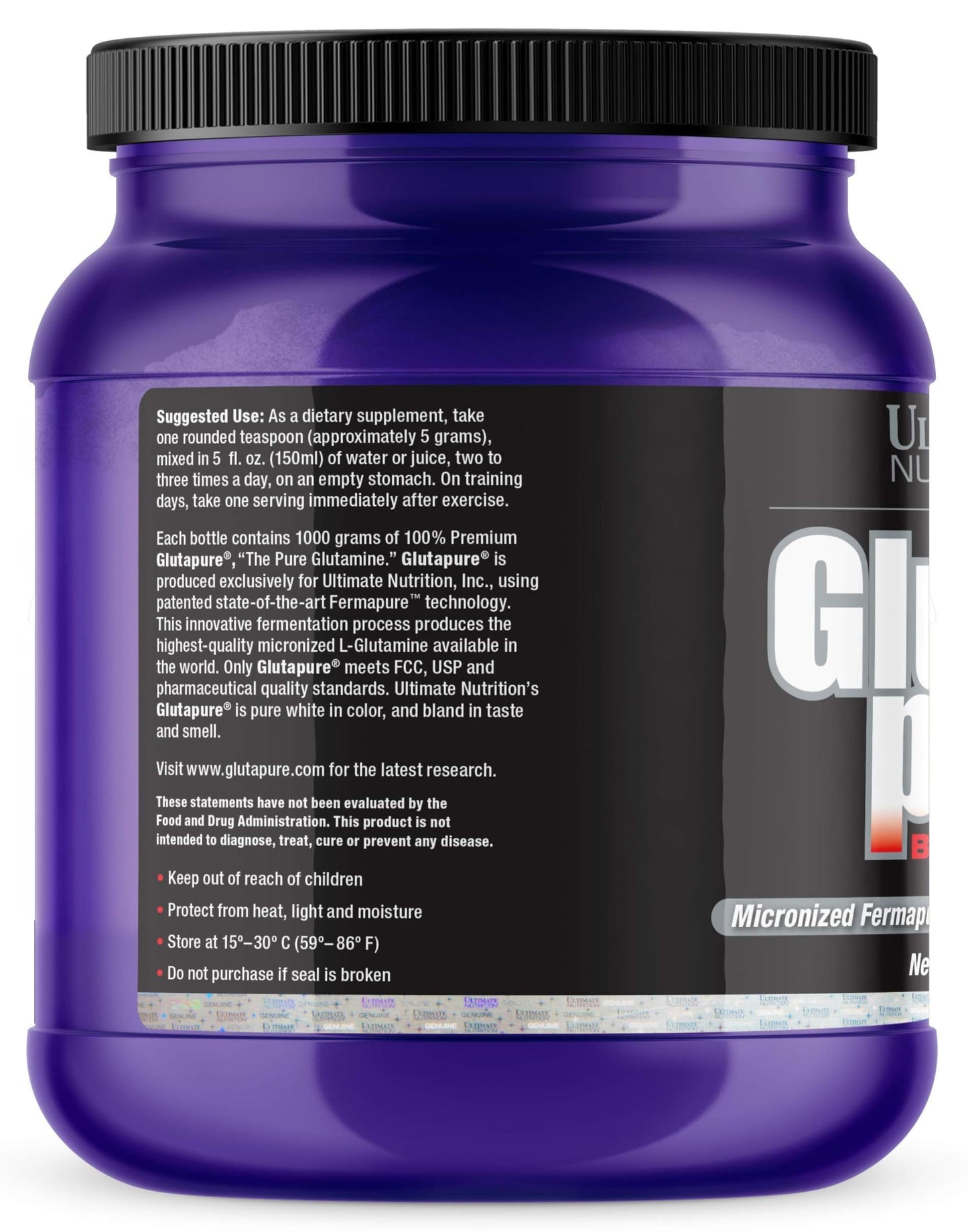 Ultimate Nutrition Glutapure 5000mg Biovolumizing L-Glutamine, Amino Acid Powder for Immune Function - Powder 2.2 lb