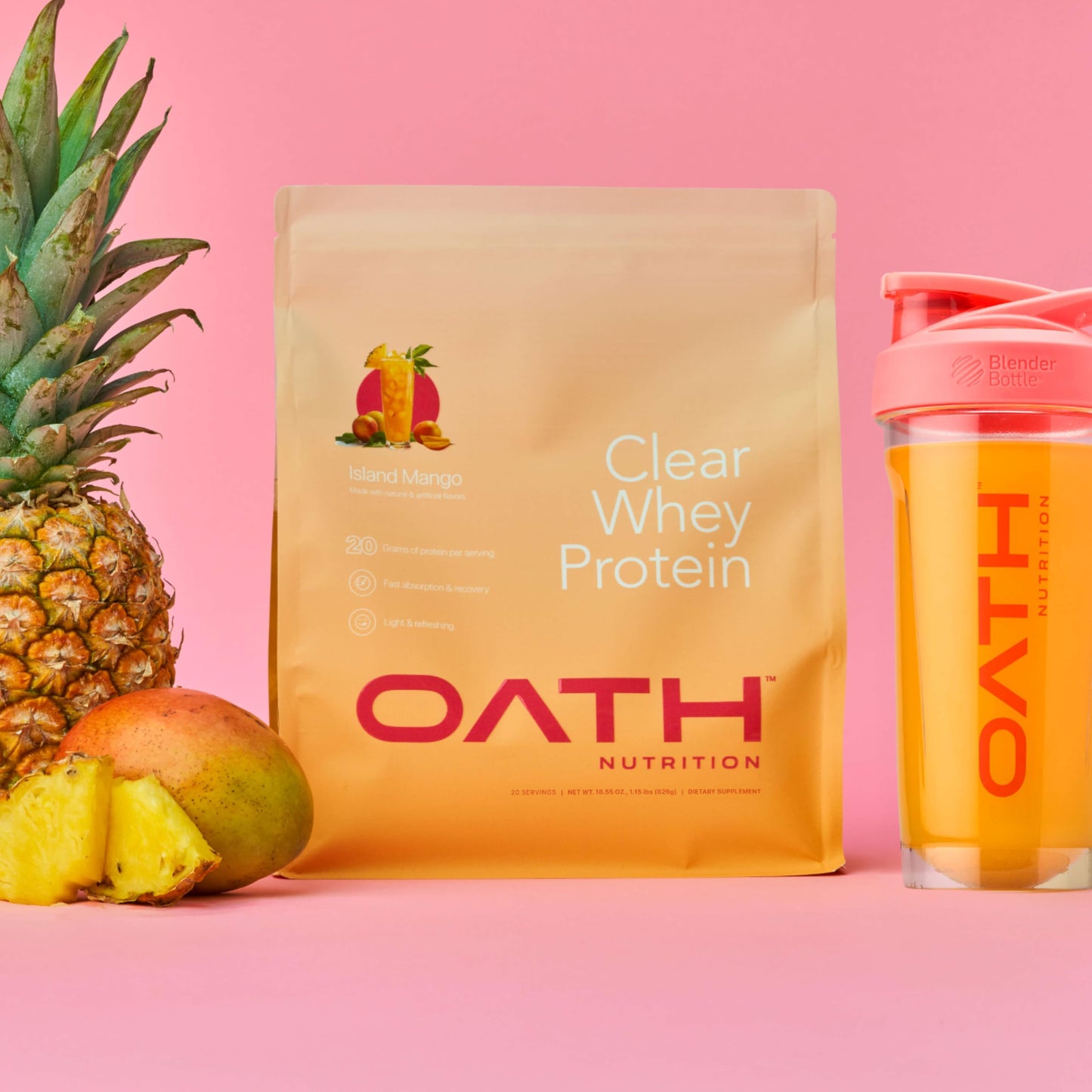 Oath Nutrition Clear Whey Isolate Protein Powder Island Mango, 18 Servings