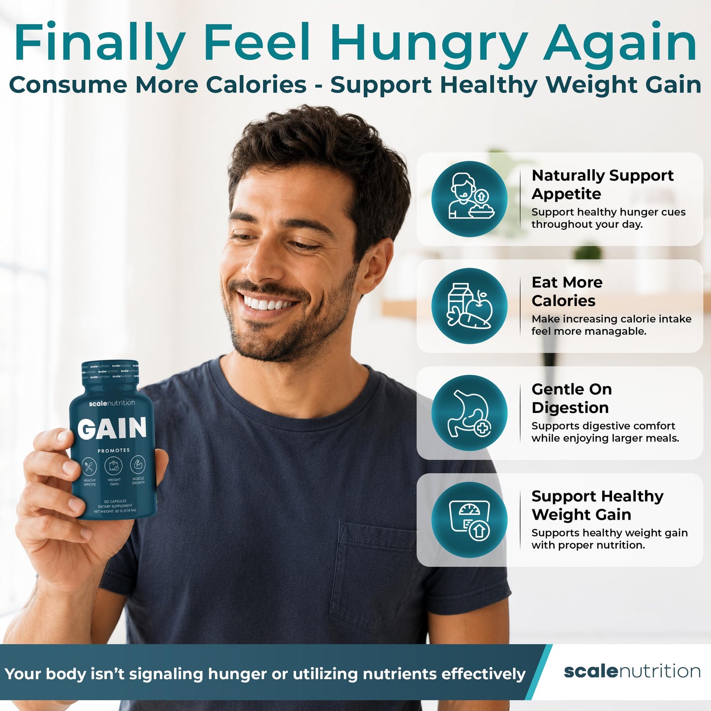 Scale Nutrition Gain Appetite Booster Capsules, 120 Capsules