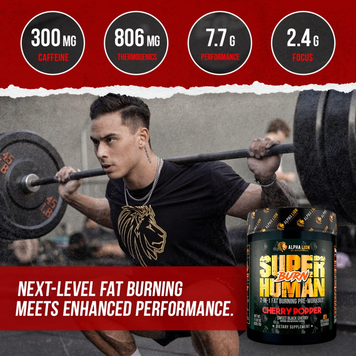 ALPHA LION Superhuman Burn 2 in 1 Metabolism Booster Pre Workout and Thermogenic Fat Burner for Men – Appetite Suppressant and Weight Loss Supplement Powder 10.96 Ounce