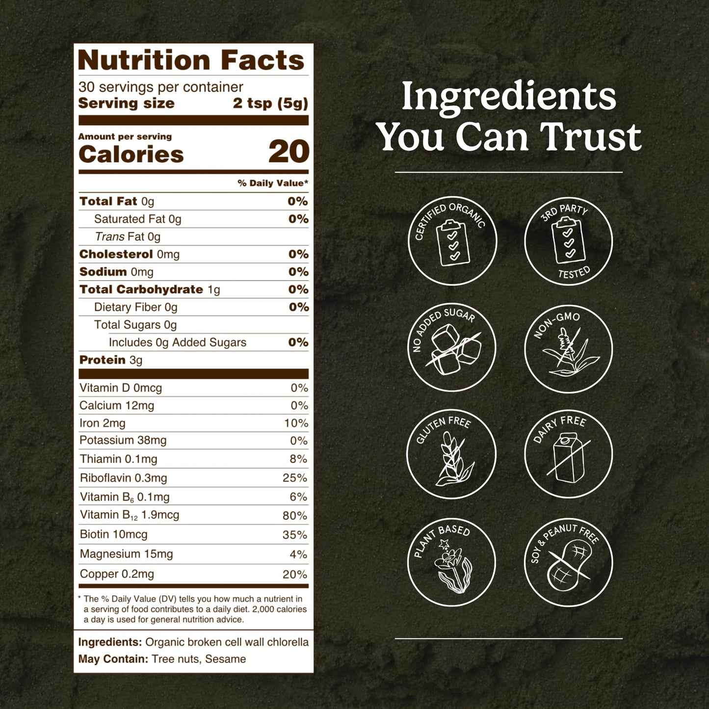 Organic Traditions Chlorella Algae Powder, Broken Cell Wall Formula, 1 Count